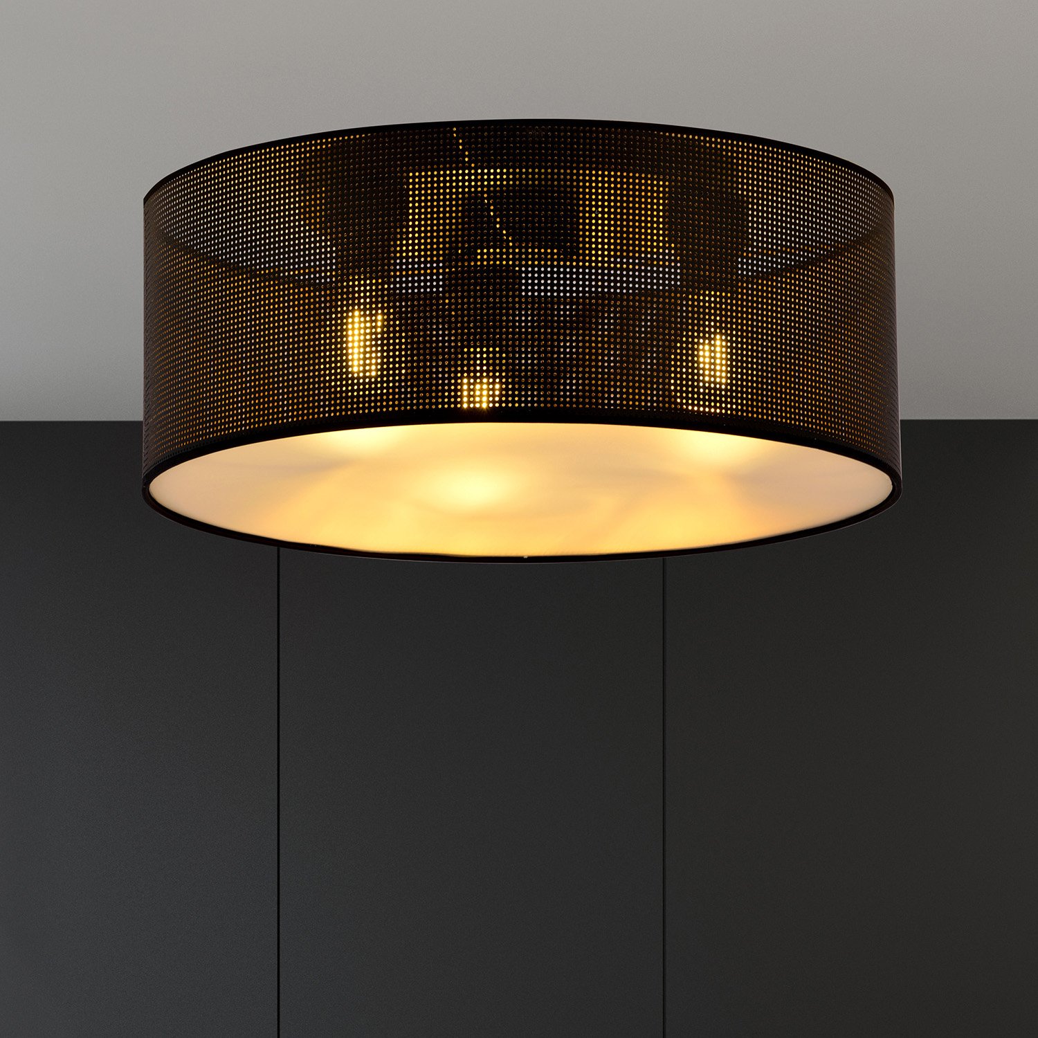 Plafoniera Minimal 3 Luci Drago In Acciaio Nero E Oro LA0118-EB-PL3-NR-OR