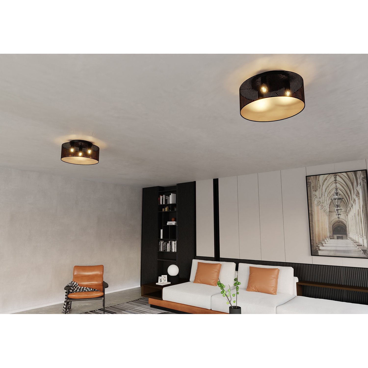 Plafoniera Minimal 3 Luci Drago In Acciaio Nero E Oro LA0118-EB-PL3-NR-OR