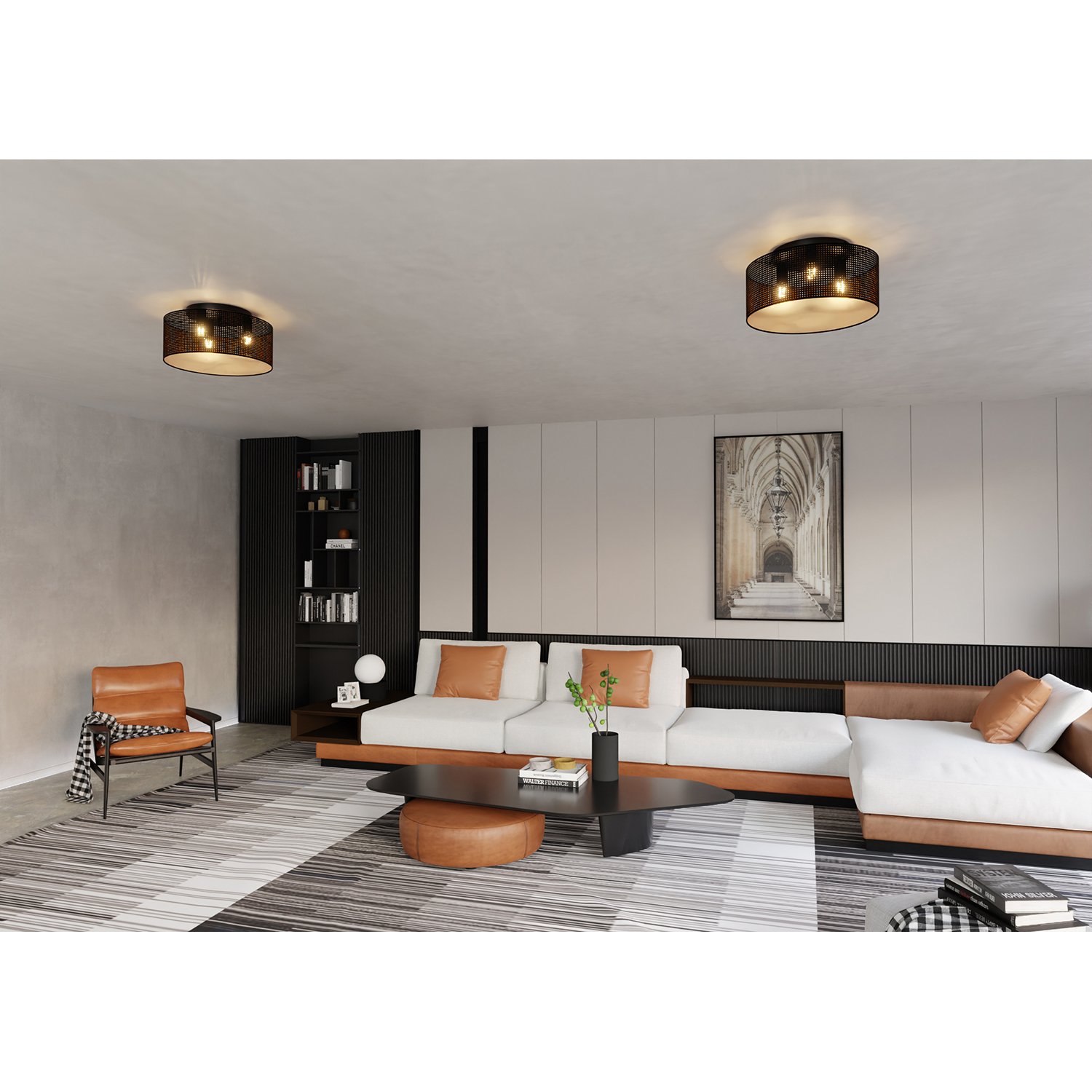Plafoniera Minimal 3 Luci Drago In Acciaio Nero E Oro LA0118-EB-PL3-NR-OR
