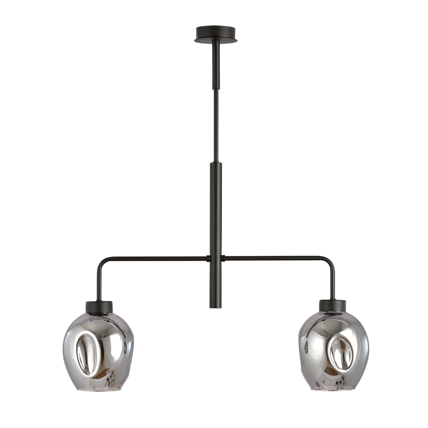 Lampadario Moderno 2 Luci Auriga In Accaio Nero E Vetro Fumè LA0119-EB-2-NR-GR