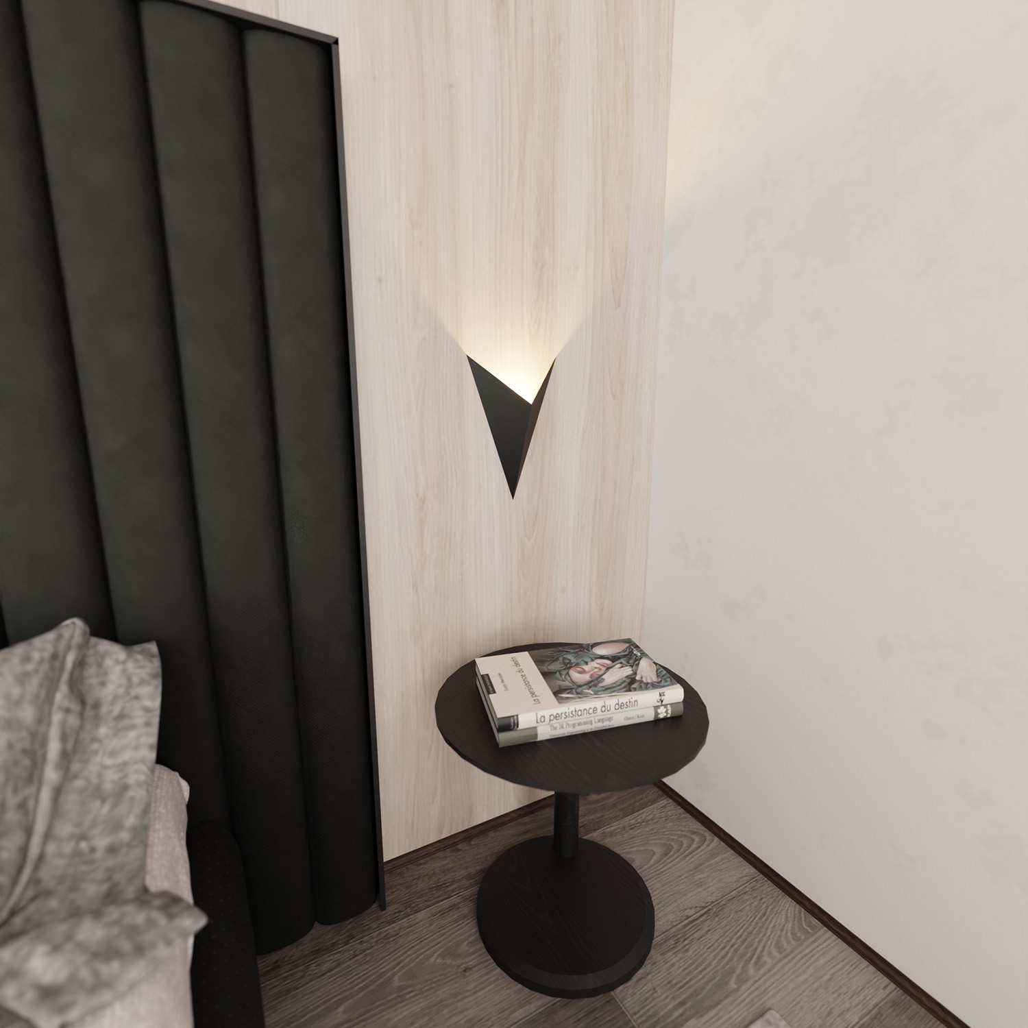 Applique Minimal Triangolare 1 Luce Indiretta Agni In Acciaio Nero LA0122-EB-AP1-NR4