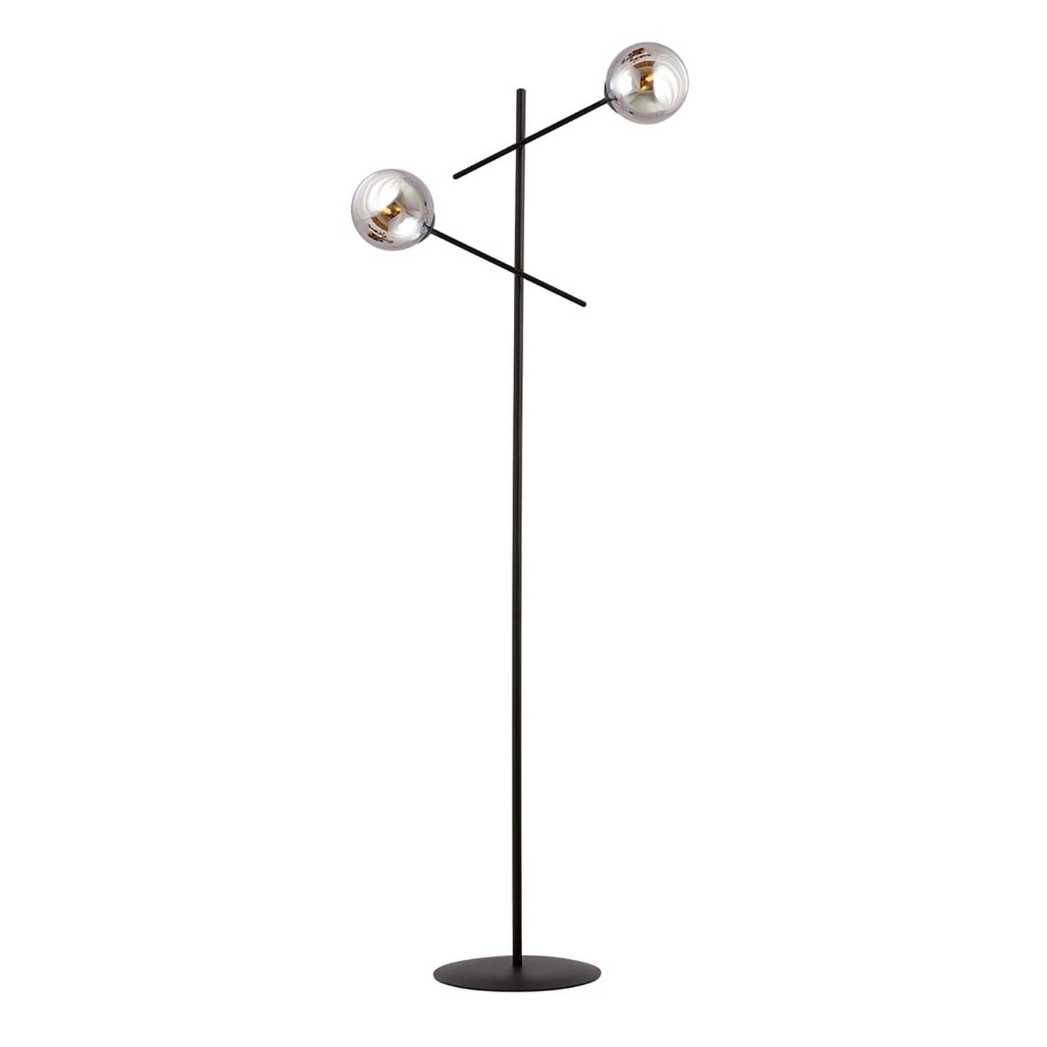 Piantana Contemporaneo Yama Acciaio Nero Grigio 2 Luci E14 Ip20