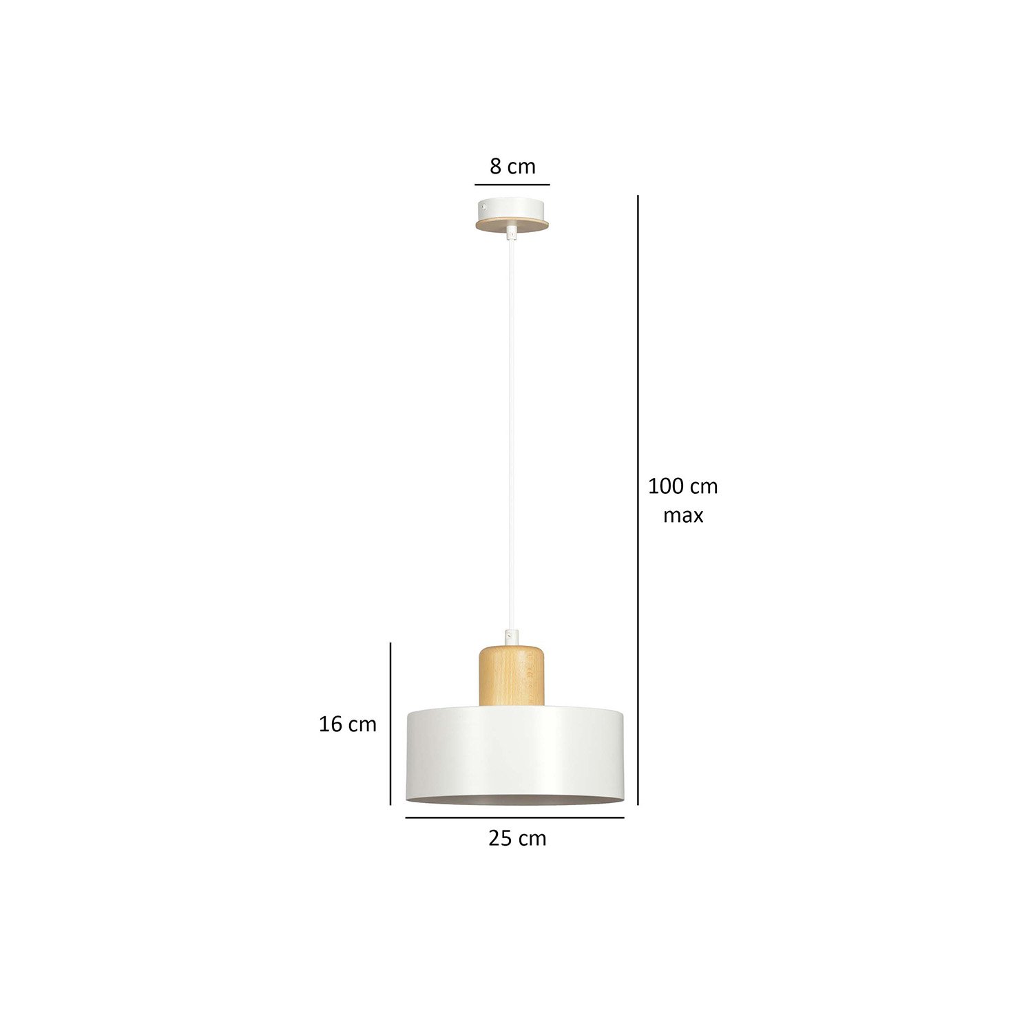Sospensione Nordica 1 Luce Ravi In Acciaio Bianco E Legno 1047/1