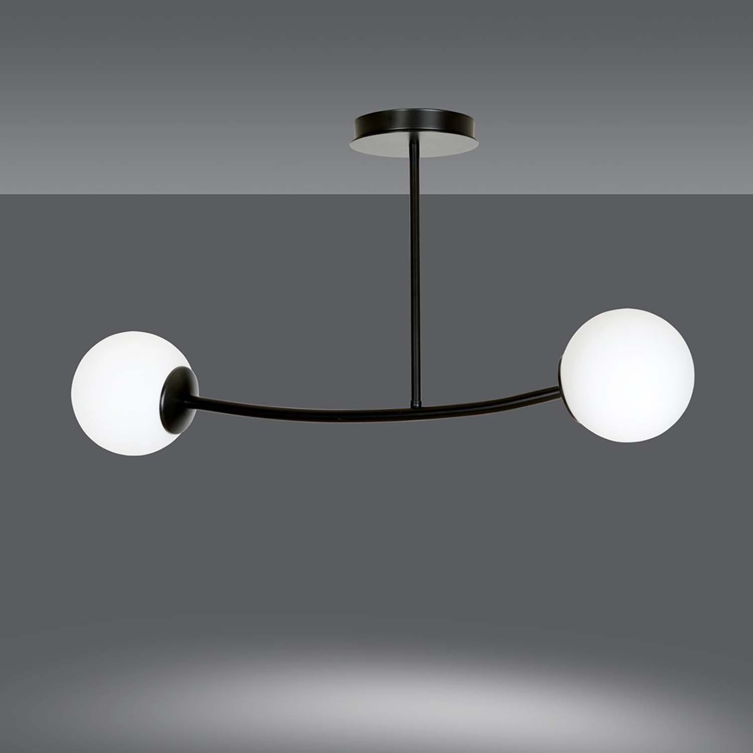 Plafoniera Contemporaneo Ramachandra Acciaio Nero 2 Luci E14 1024/2
