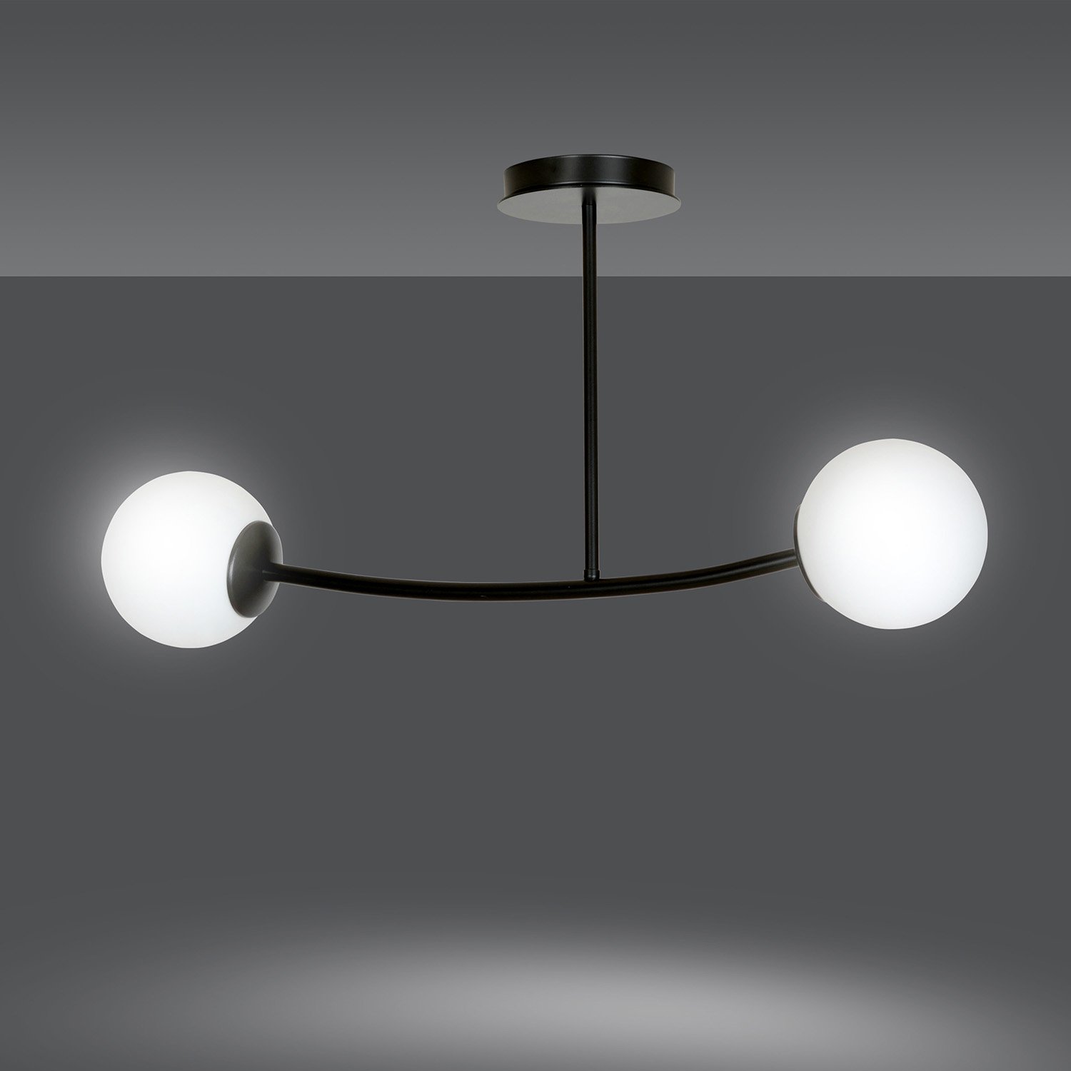 Plafoniera Contemporaneo Ramachandra Acciaio Nero 2 Luci E14 1024/2
