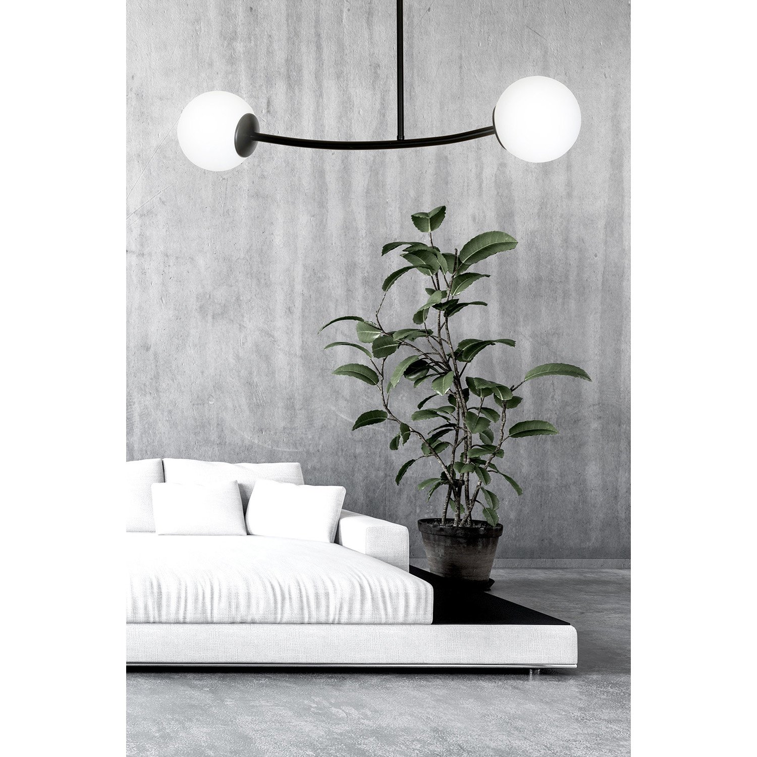 Plafoniera Contemporaneo Ramachandra Acciaio Nero 2 Luci E14 1024/2