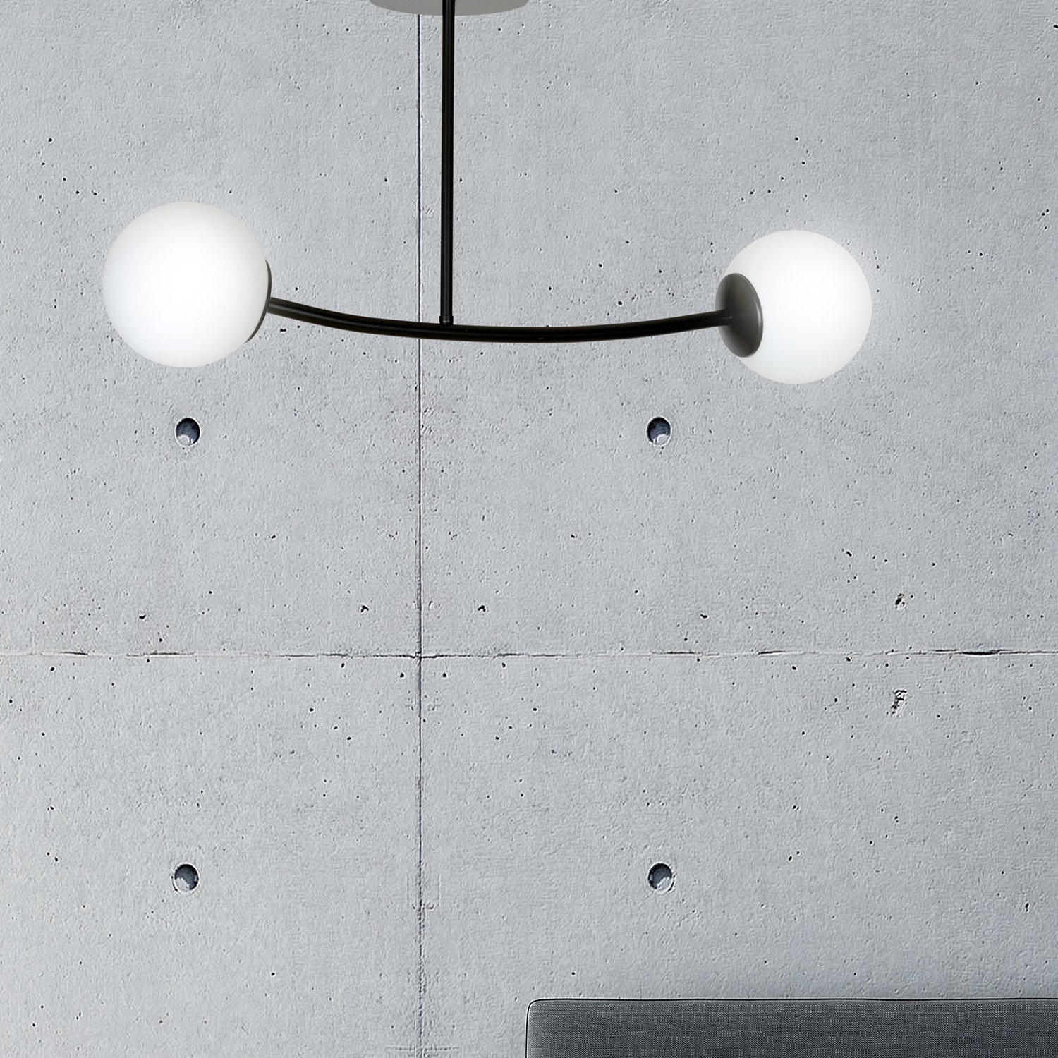 Plafoniera Contemporaneo Ramachandra Acciaio Nero 2 Luci E14 1024/2
