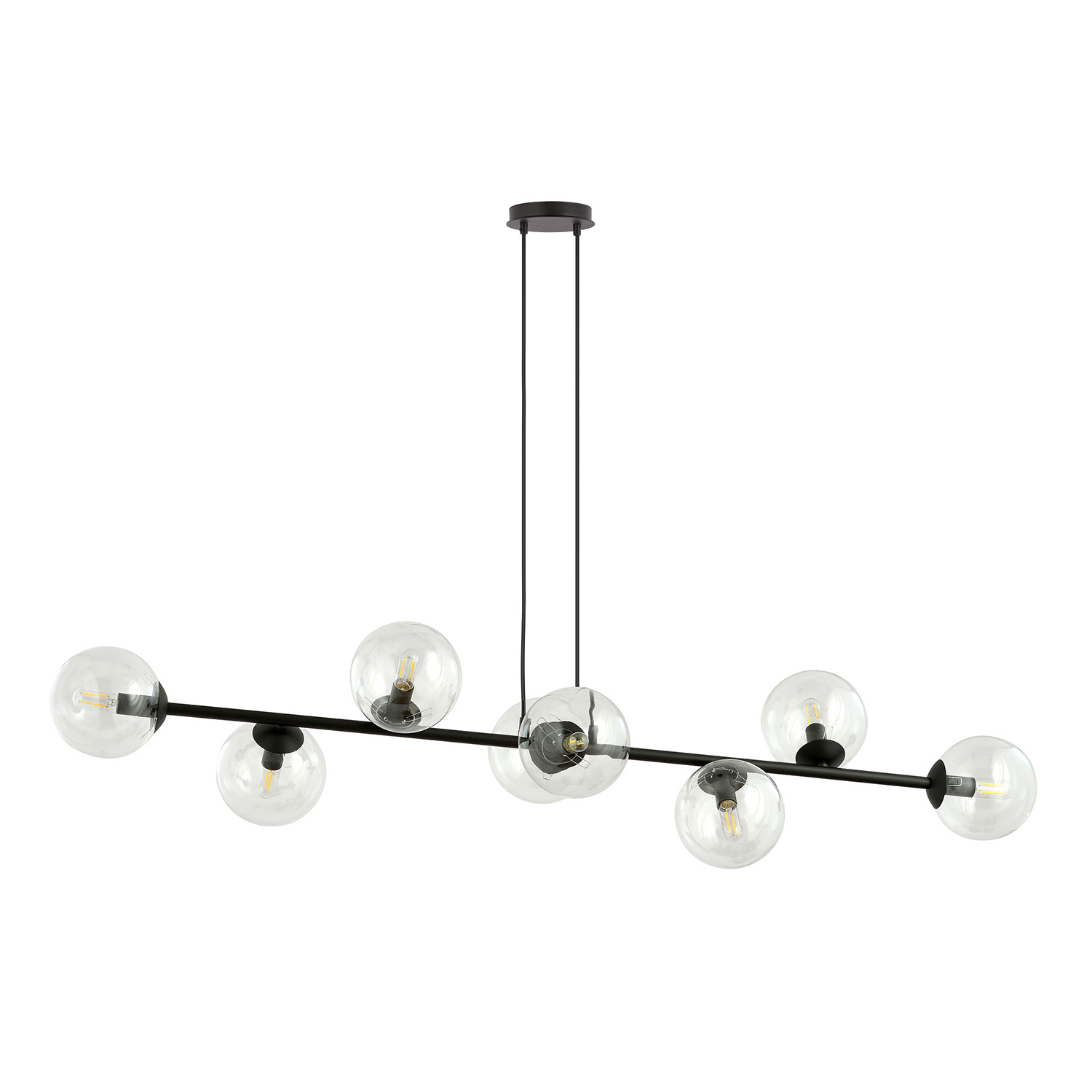 Lampadario Contemporaneo 8 Luci Durga In Acciaio Nero E Sfere Vetro Trasparente LA0135-EB-8-NR-TR