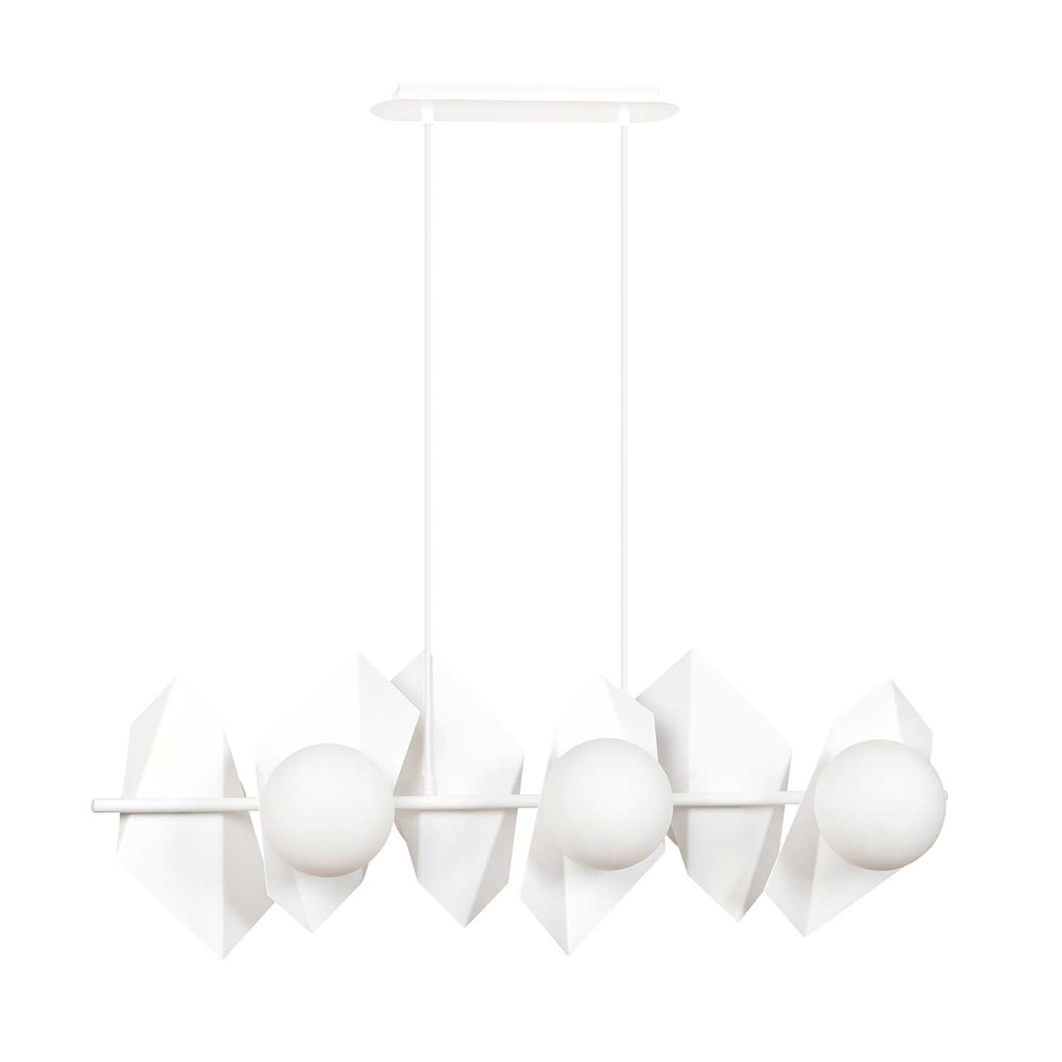 Lampadario Minimal Parvati Acciaio Bianco 6 Luci E14 Ip20