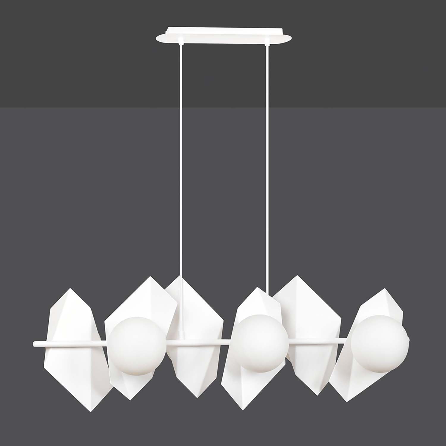 Lampadario Minimal Sharada Acciaio Bianco 6 Luci E14 637/6