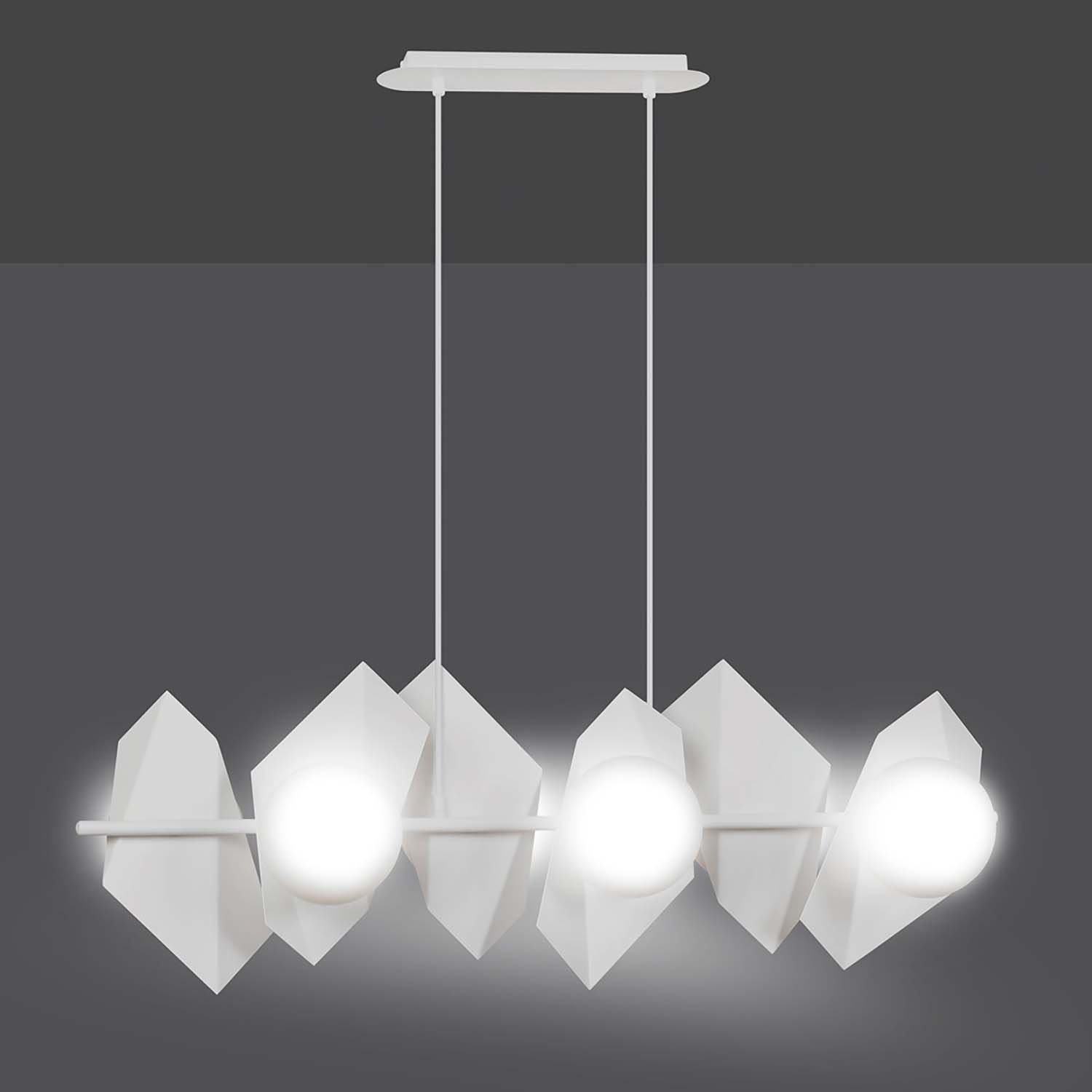 Lampadario Minimal Sharada Acciaio Bianco 6 Luci E14 637/6