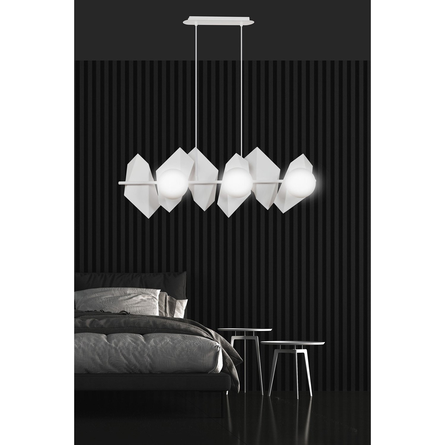 Lampadario Minimal Sharada Acciaio Bianco 6 Luci E14 637/6