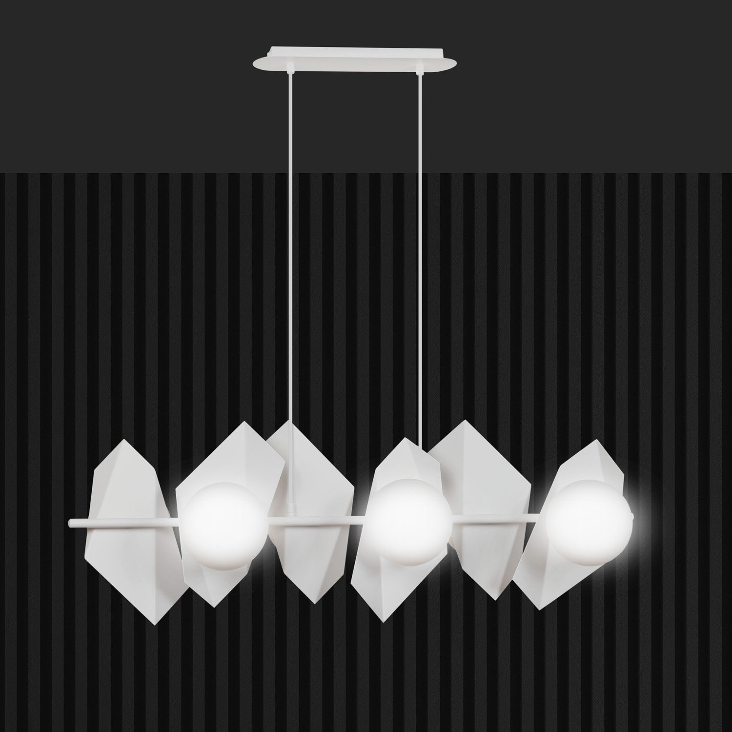 Lampadario Minimal Sharada Acciaio Bianco 6 Luci E14 637/6