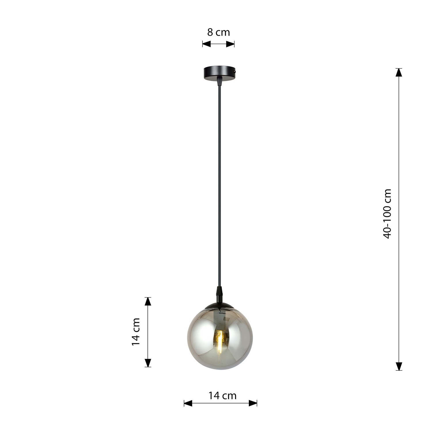 Sospensione Moderna 1 Luce Kali In Acciaio Nero E Sfera In Vetro Fumè LA0139-EB-1-NR-GR