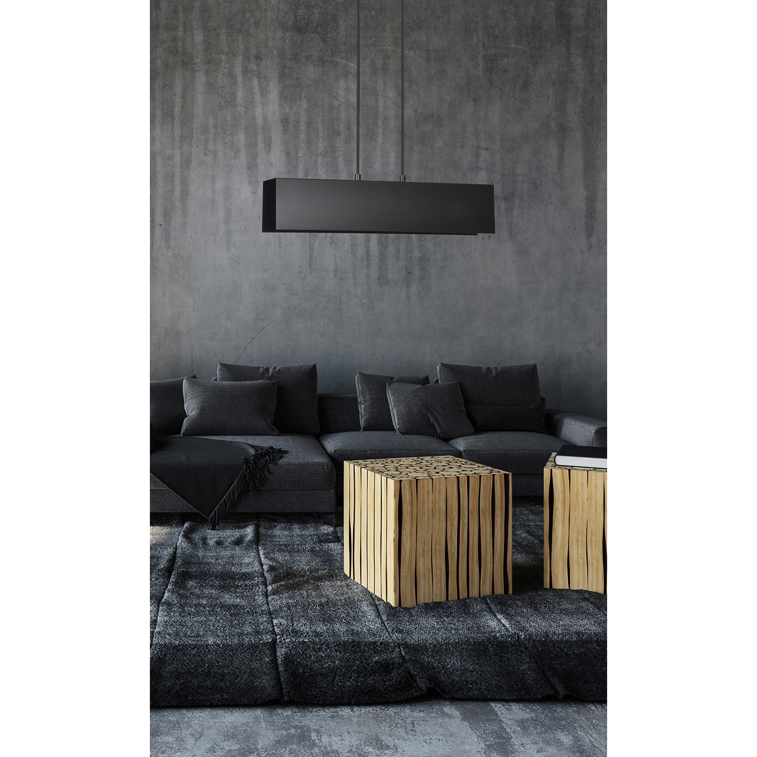 Lampadario Moderno 2 Luci Hachiman In Acciaio Nero LA0145-EB-2-NR