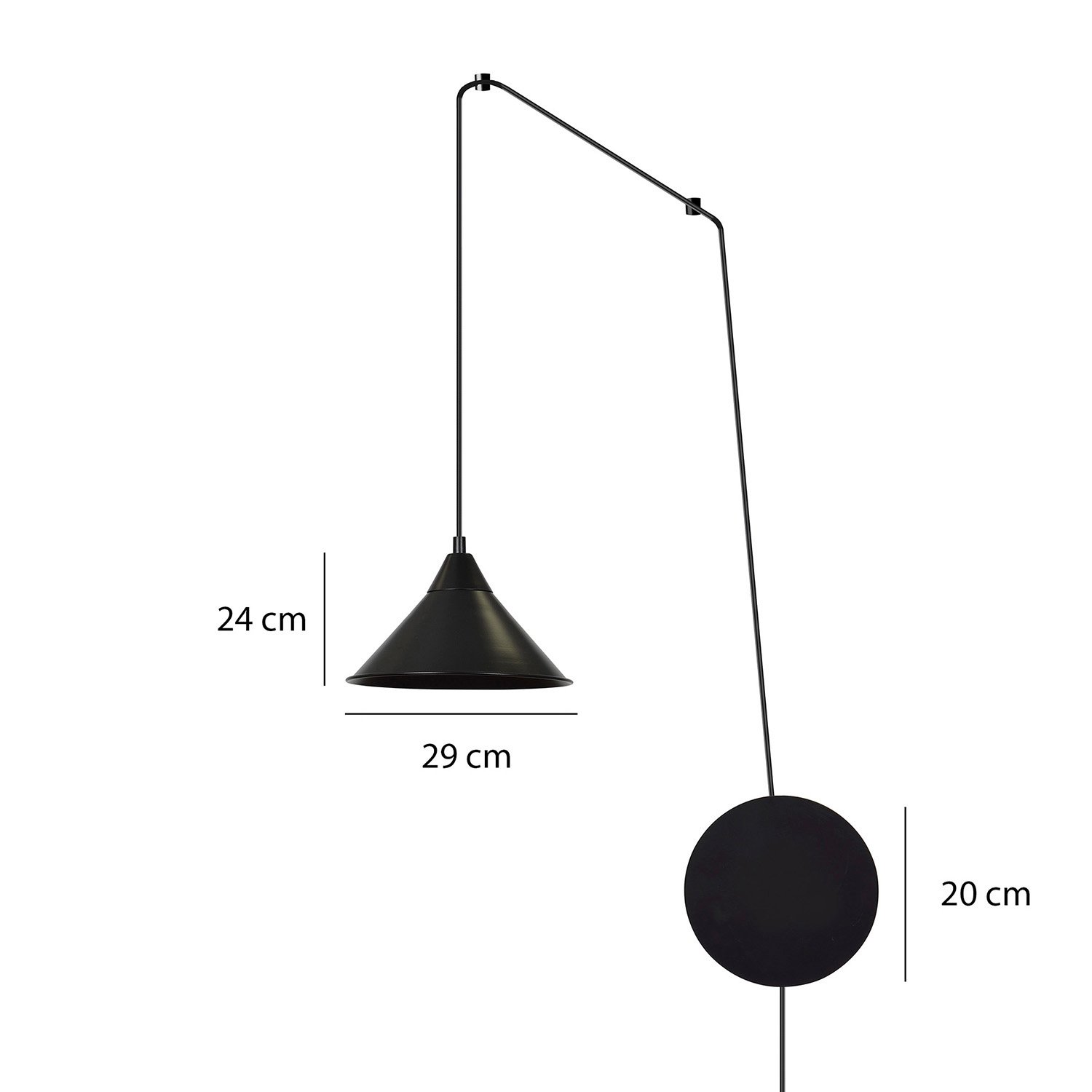 Sospensione Minimal 1 Luce Fujin In Acciao Nero E Paralume A Cono LA0147-EB-1-NR
