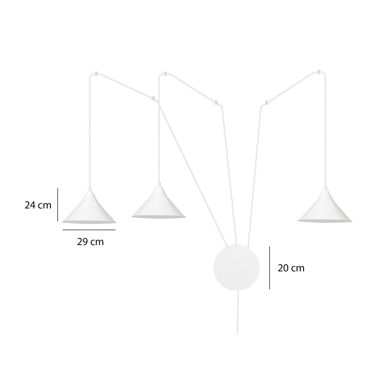 Sospensione Minimal 3 Luci Fujin In Acciao Bianco E Paralume A Cono LA0147-EB-3-BI