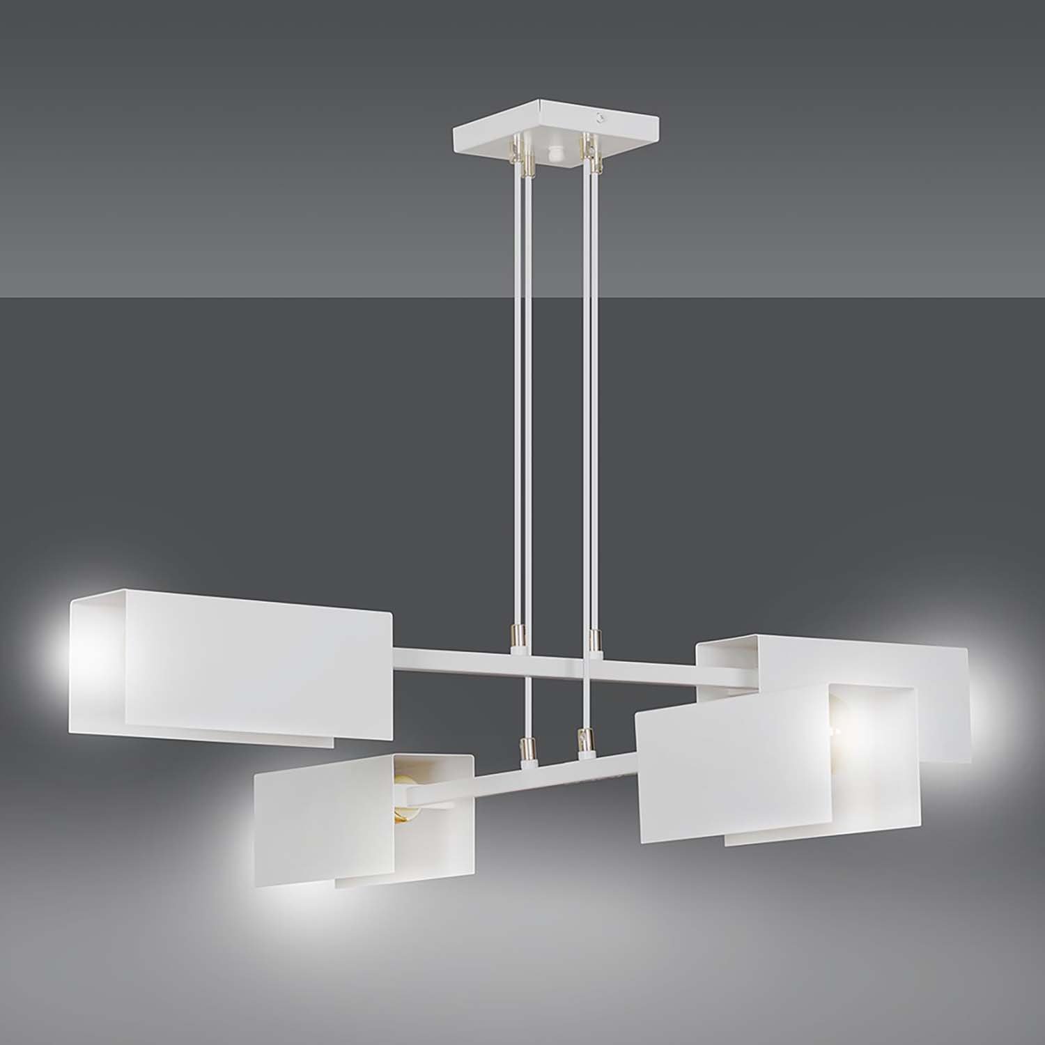 Lampadario Minimal Raiden Acciaio Bianco 4 Luci E27 634/4