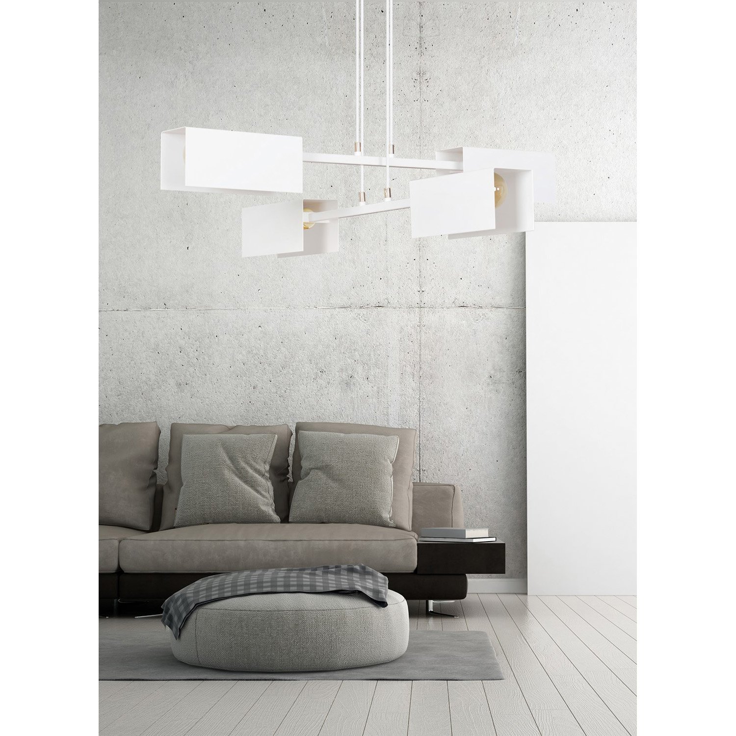 Lampadario Minimal Raiden Acciaio Bianco 4 Luci E27 634/4