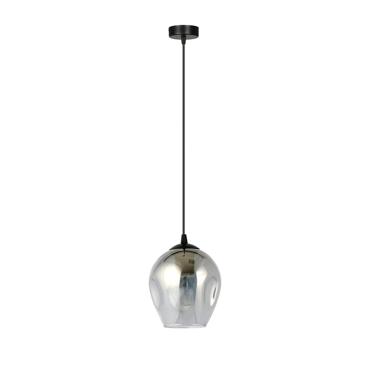 Sospensione 1 Luce Fuxi In Acciaio Nero E Vetro Fumè LA0159-EB-1-NR-GR