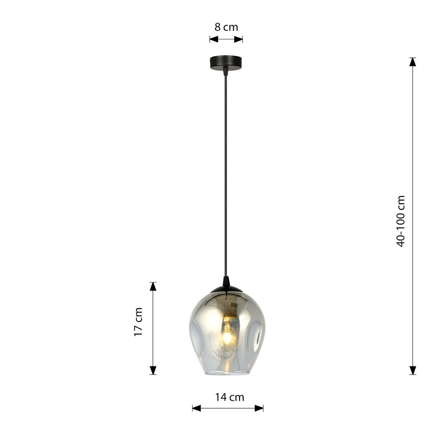 Sospensione 1 Luce Fuxi In Acciaio Nero E Vetro Fumè LA0159-EB-1-NR-GR