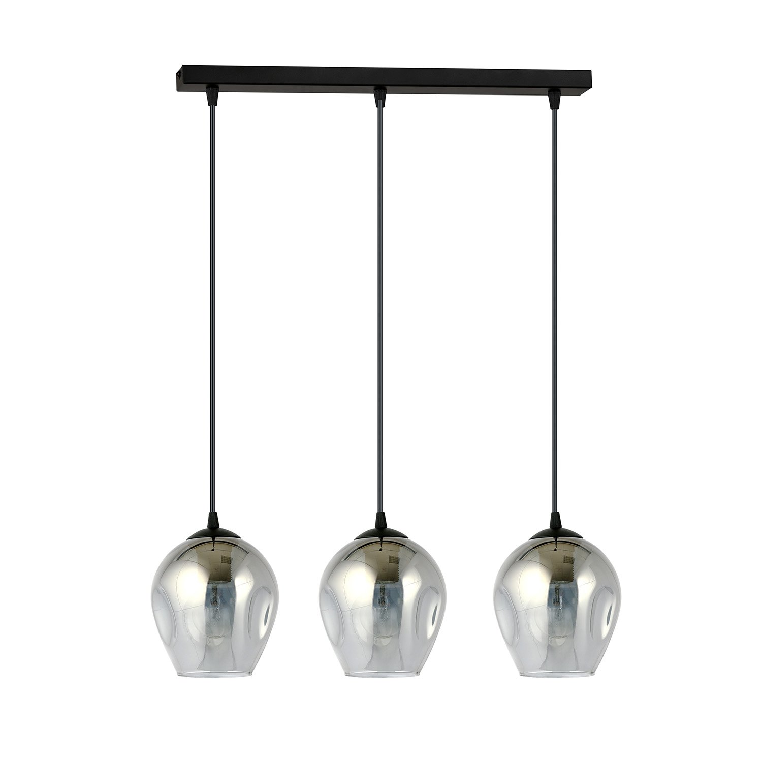 Lampadario 3 Luci Fuxi In Acciaio Nero E Vetri Fumè LA0159-EB-3-NR-GR
