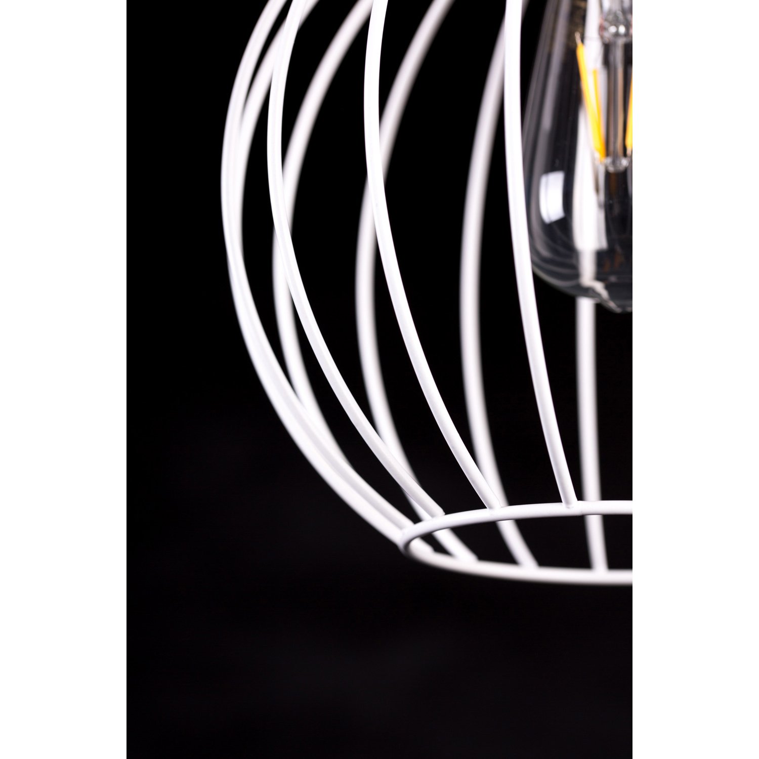 Sospensione 1 Luce Morgana Paralume A Gabbia In Acciaio Bianco E Legno Naturale LA0165-EB-1-BI