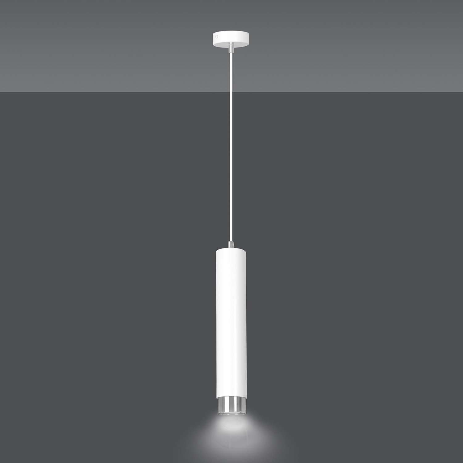 Sospensione 1 Luce Brunilde In Acciaio Bianco Con Tubolare In Bianco E Cromo LA0173-EB-1-BI-ARG