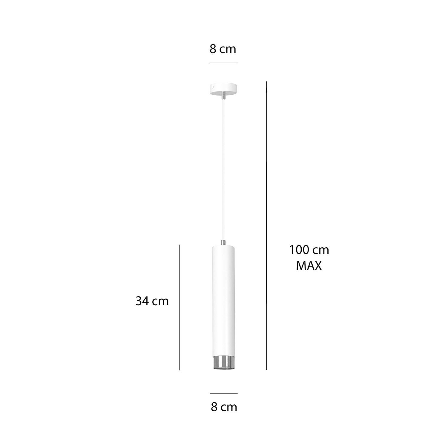 Sospensione 1 Luce Brunilde In Acciaio Bianco Con Tubolare In Bianco E Cromo LA0173-EB-1-BI-ARG