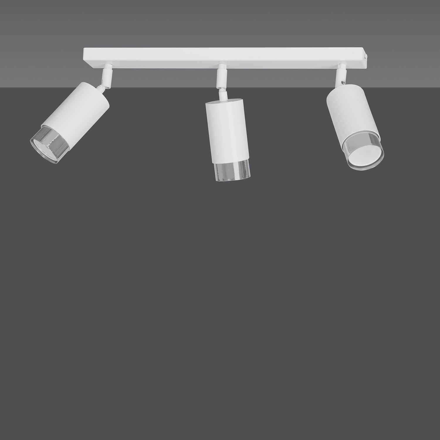 Plafoniera 3 Luci A Faretti Orientabili A Cilindro In Acciaio Bianco E Cromo LA0174-EB-PL3-BI-ARG