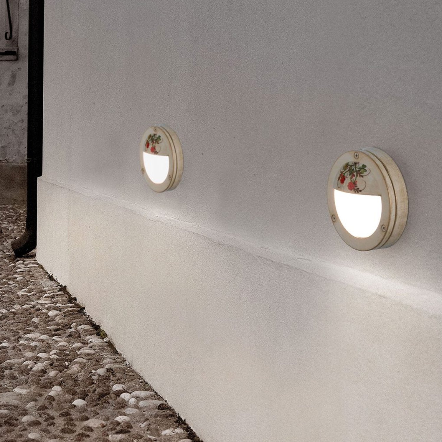 Applique Esterno Classica Brindisi Metallo Ceramica Bianco Sfumato Oro 1 Luce G9 A500-BO-43-DEC-TRS