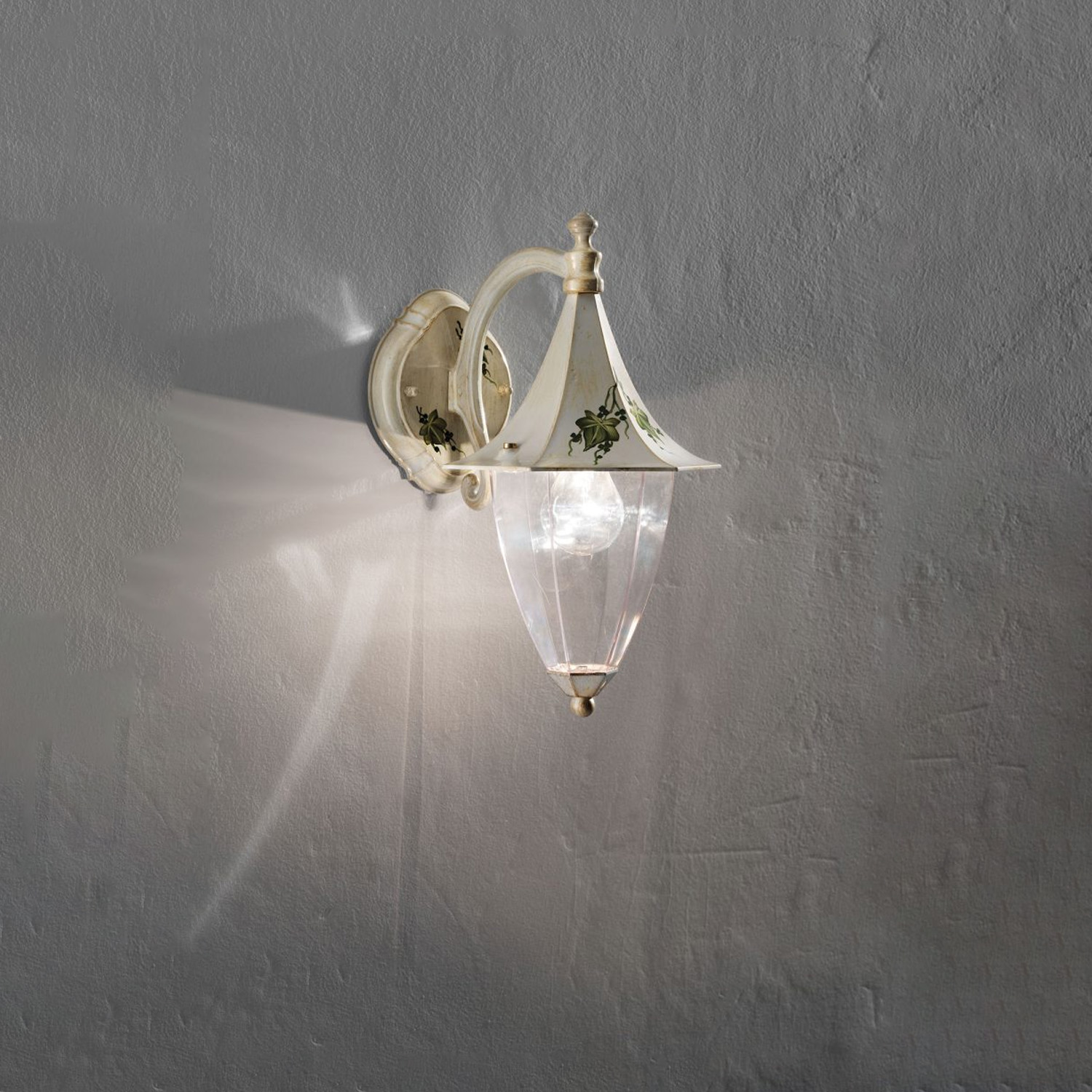 Applique Esterno Classica Arezzo Ferro E Ceramica Bianco Sfumato Oro 1 Luce E27 A600-BO-04-DEC-UOO