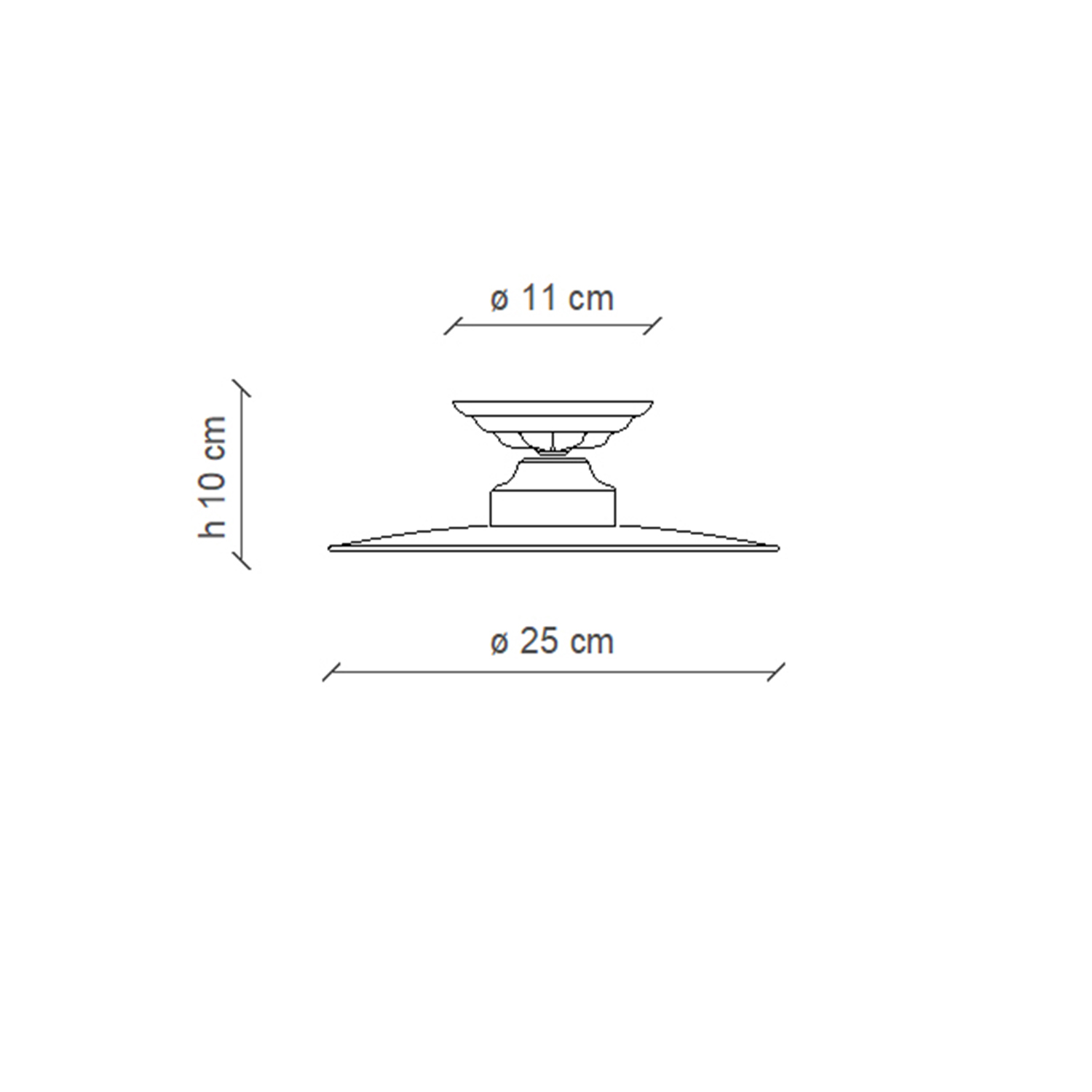 Plafoniera Industrial Potenza Ferro E Ceramica Nero Diam. 25Cm 1 Luce E27 C005