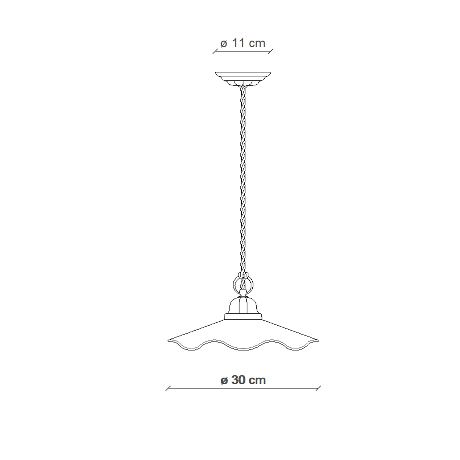 Lampadario Classico Belluno Ceramica E Ottone Decorato Filo Blu 1 Luce E27 C032-OS-38-DEC-SOB