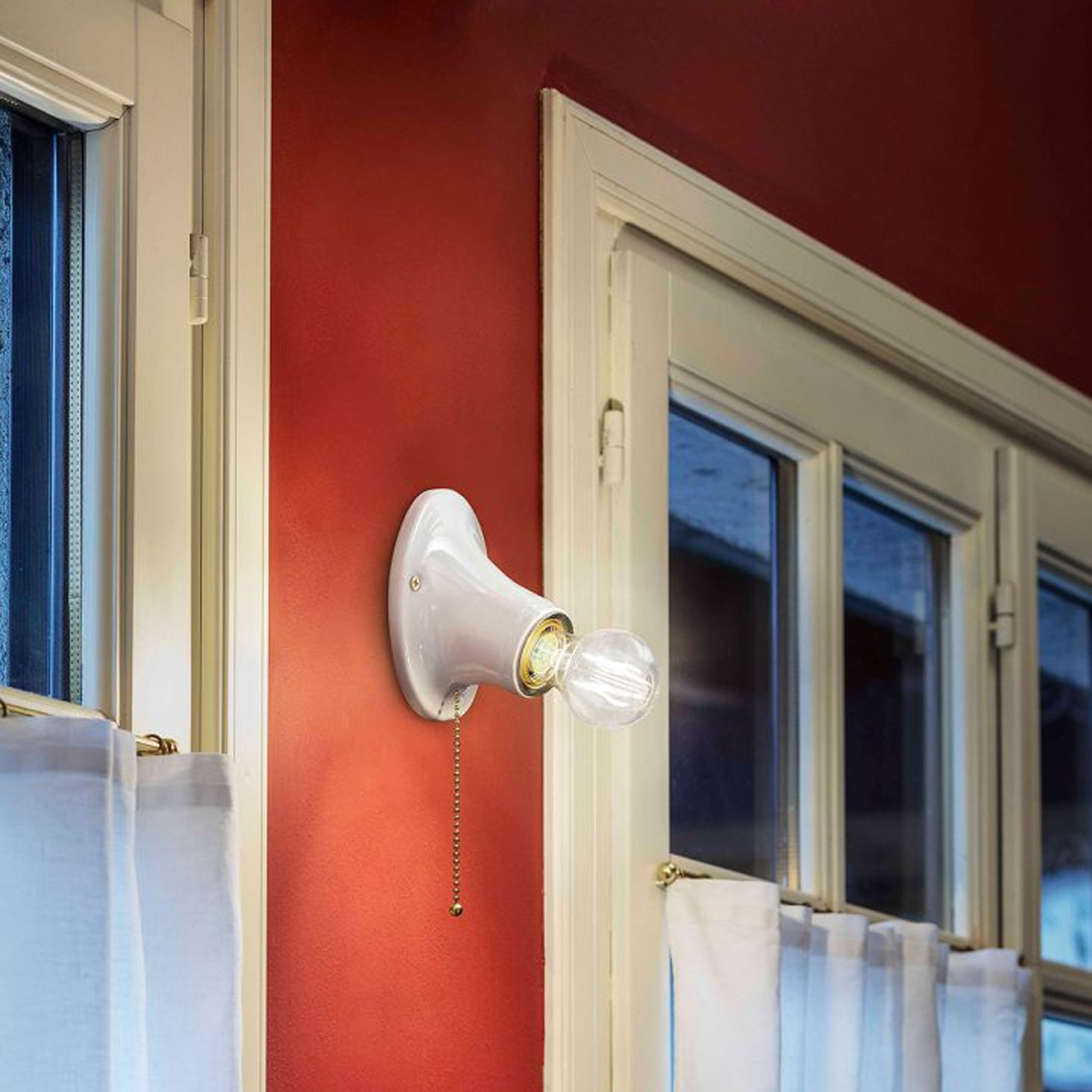 Applique Con Cordina Classica Trieste Bianco Lucido 1 Luce E27 C115-1-02