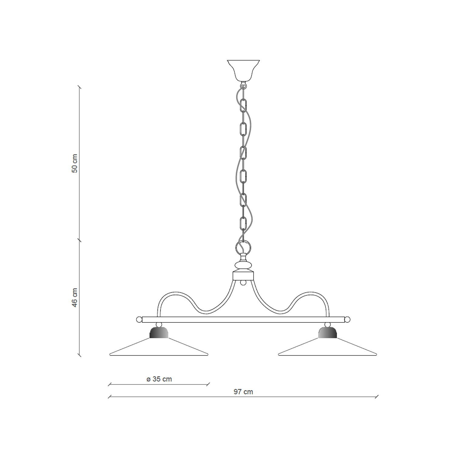 Lampadario Classico Asti Metallo E Ceramica Nero Sfumato Argento 2 Luci E27 C158-NA-38-DEC-SOB