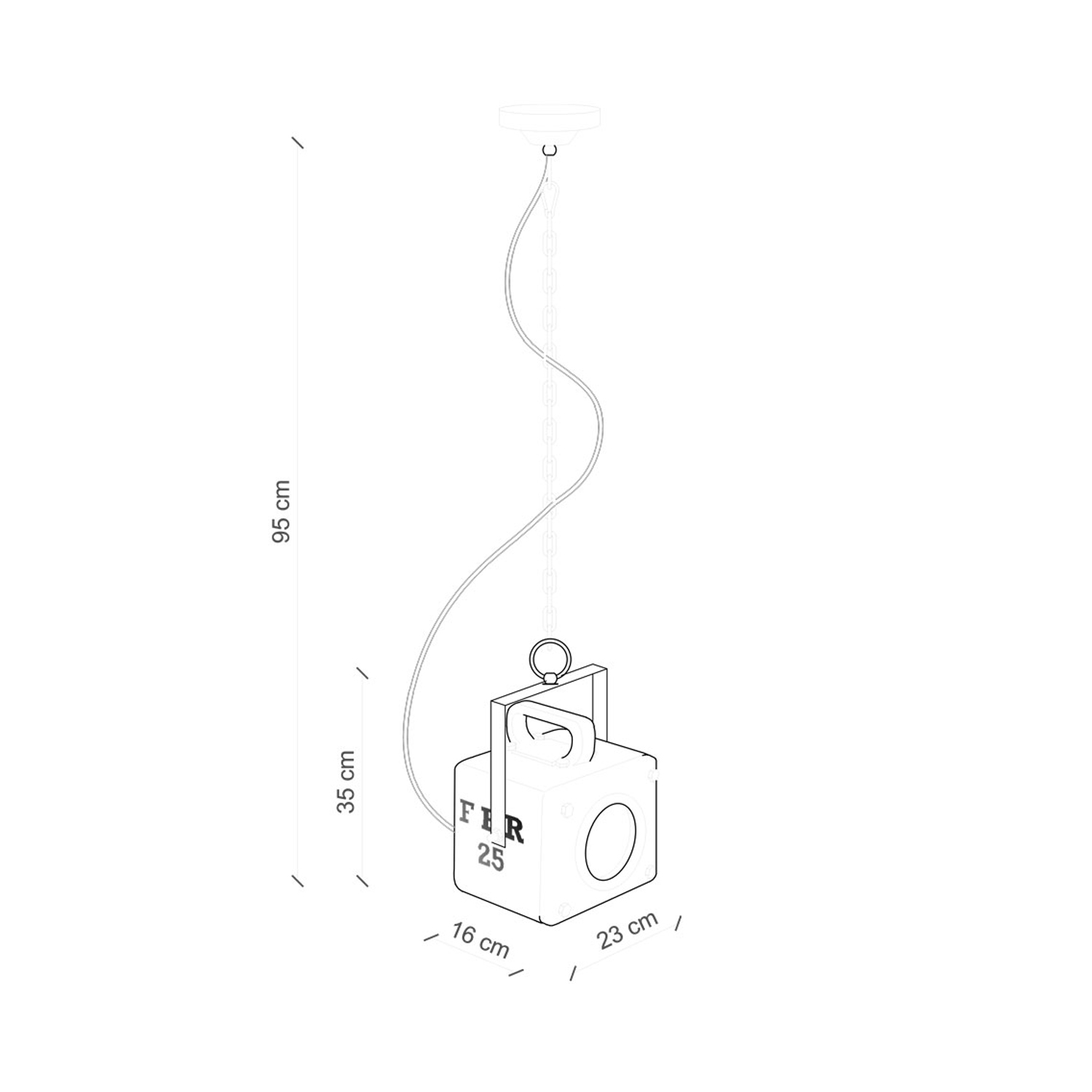 Lampadario Vintage Industrial Cubica Ferro E Ceramica Verde 1 Luce E27 C1652-VIV