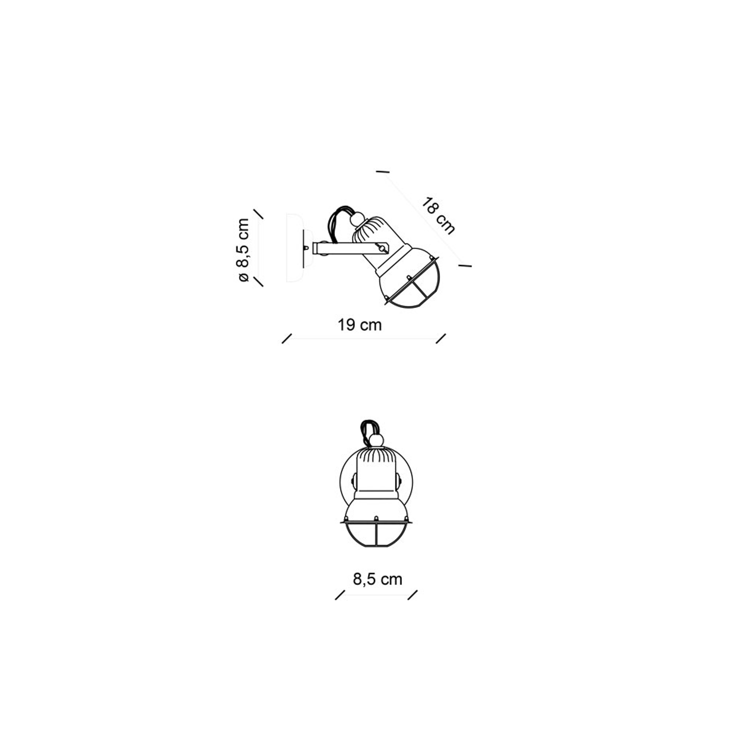 Applique Vintage Loft Ferro E Ceramica Con Rete Bianco 1 Luce E14 C1675-1-VIB