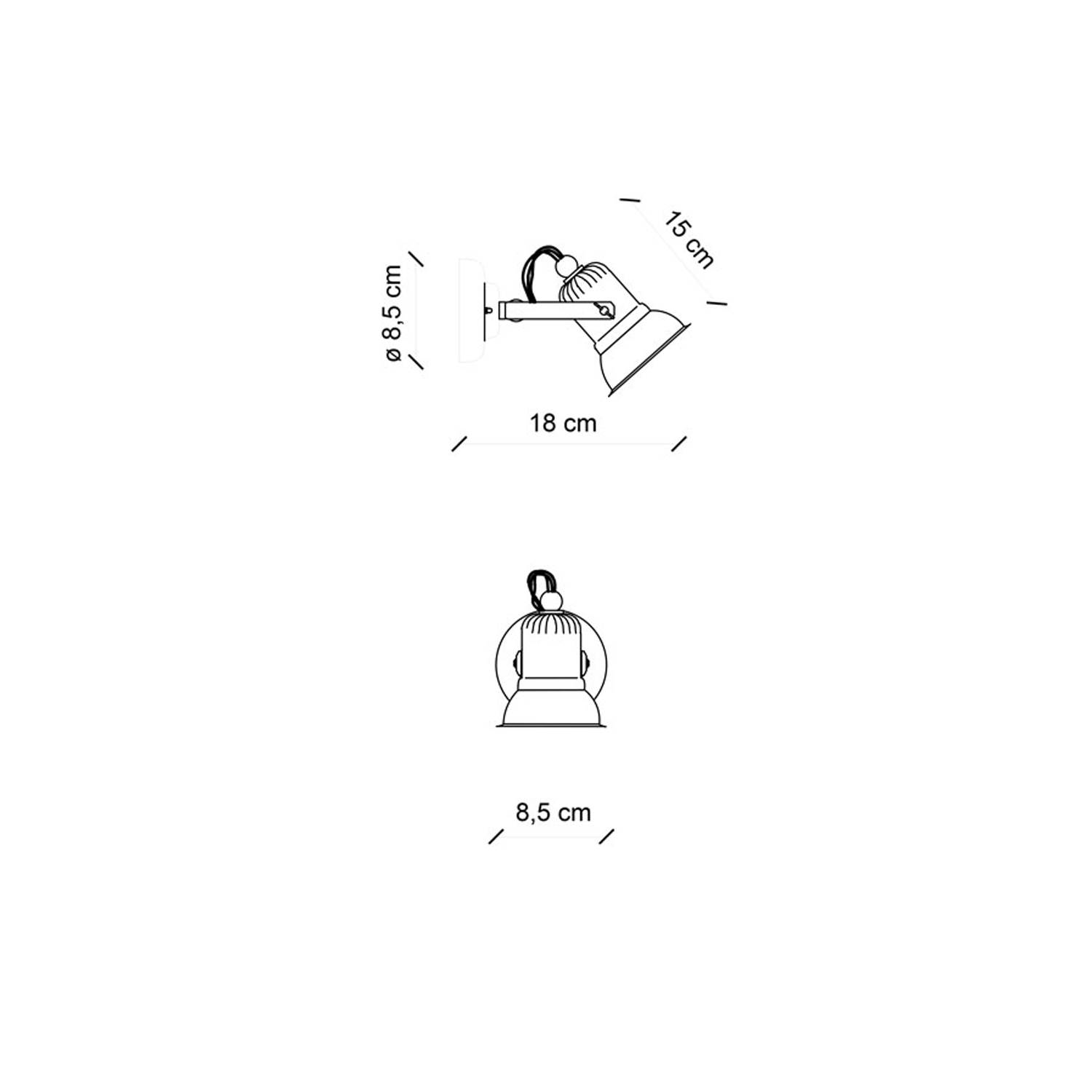 Applique Vintage Loft Ferro E Ceramica Bianco 1 Luce E14 C1675-VIB