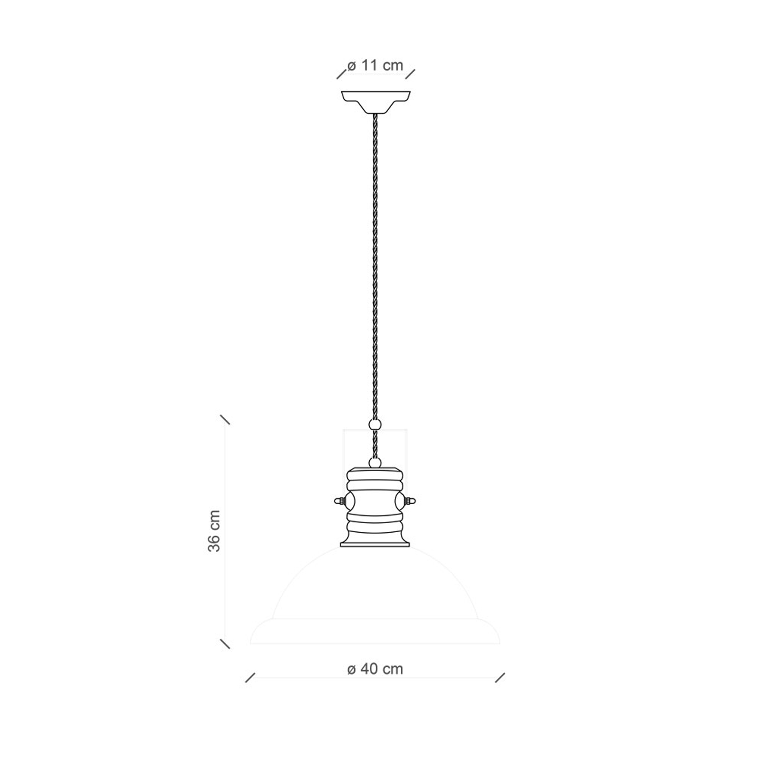 Lampadario Industrial Ferro E Ceramica Vintage Verde 1 Luce E27 40Cm C1690-VIV