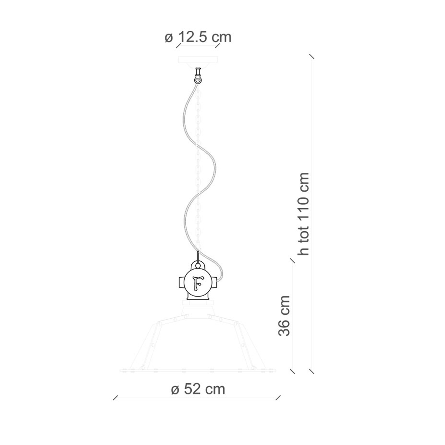 Lampadario Industrial Ferro E Ceramica Vintage Arancio 1 Luce E27 52Cm C1720-VIO