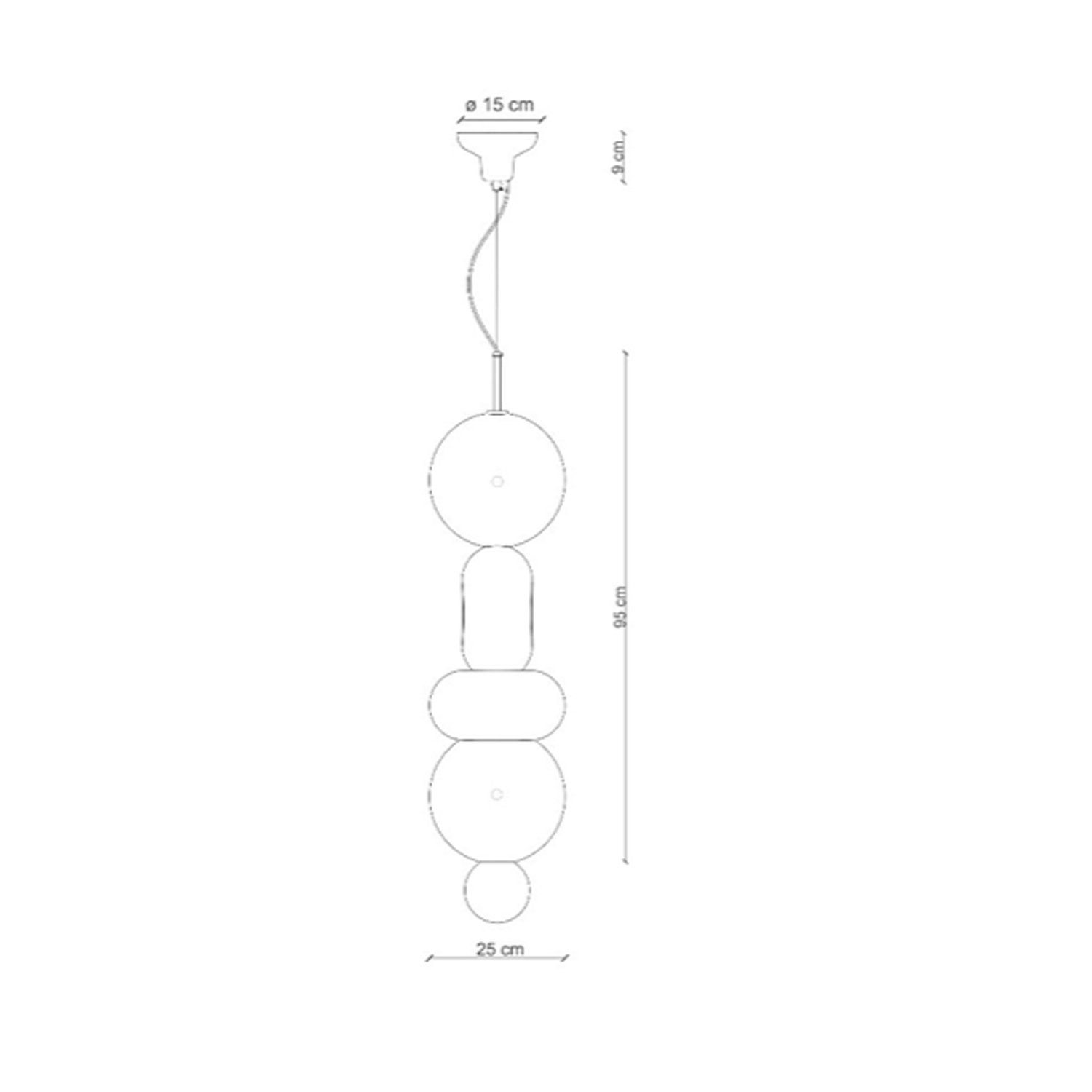Sospensione Vintage Decò Bumbum 4 Elementi Ceramica Crema E Sabbia 1 Luce E27 C2757-MIX