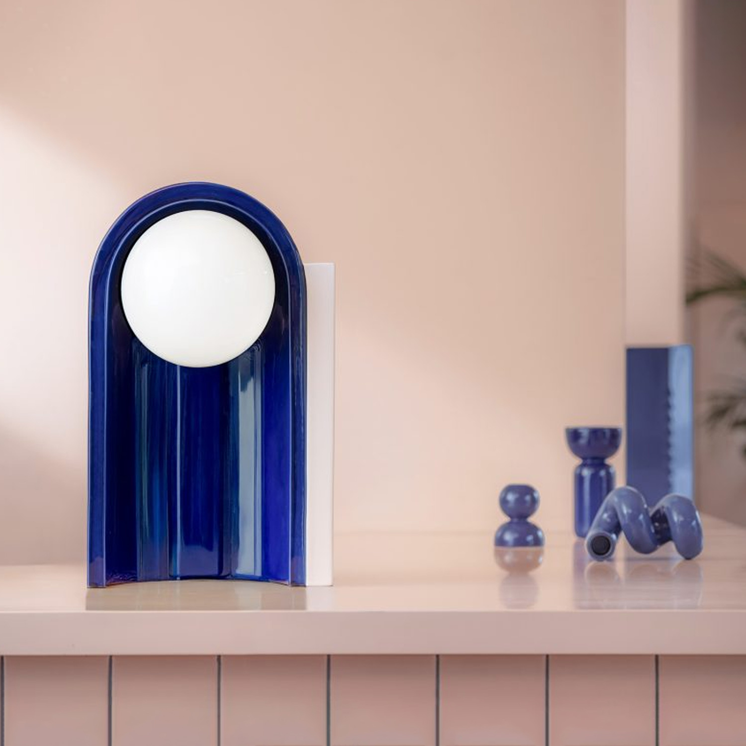 Lampada Da Scrivania Decò Cléo Ceramica Crema E Blu Robot 1 Luce E27 C2810-CBR