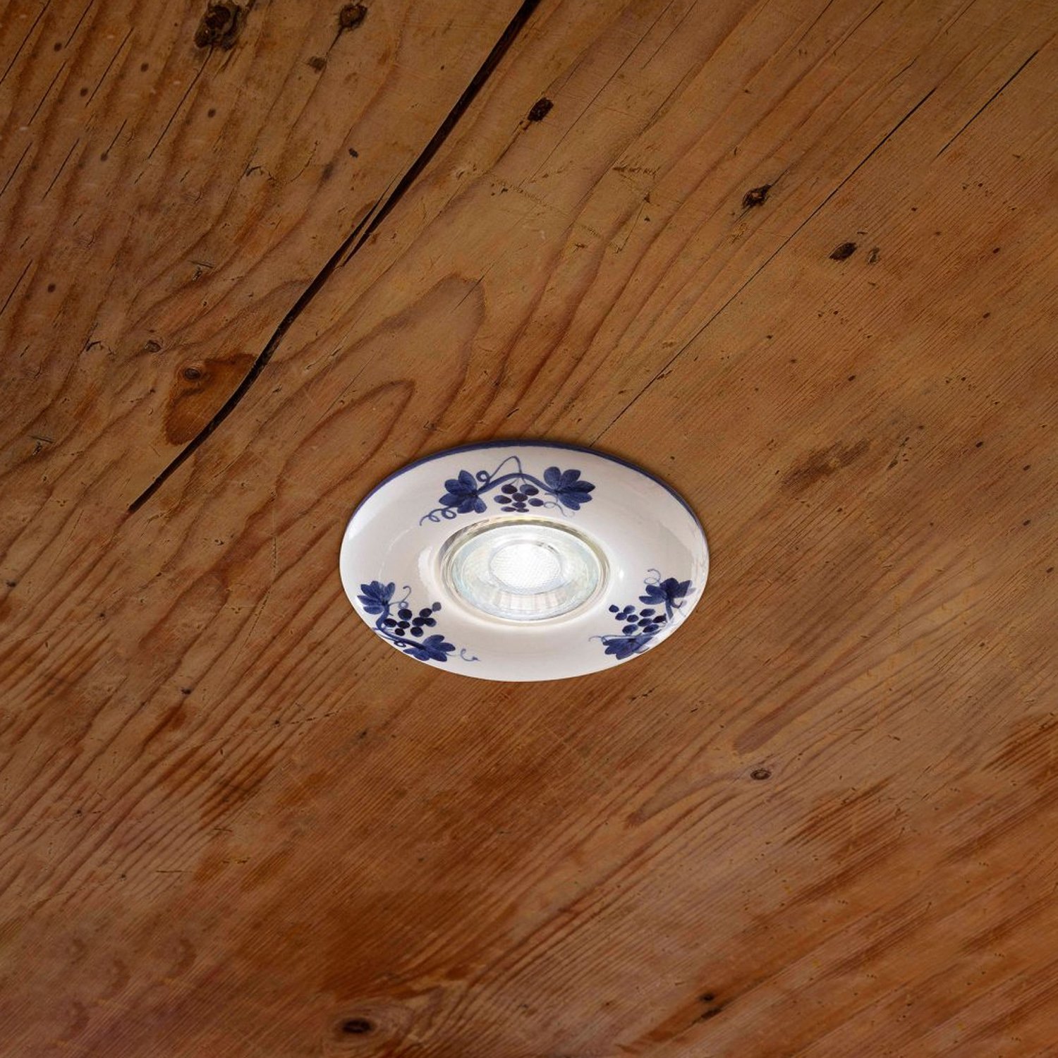 Faretto Incasso Classico Pescara Ceramica Bianco Decorato 1 Luce Gu10 C481-08-DEC-LOB