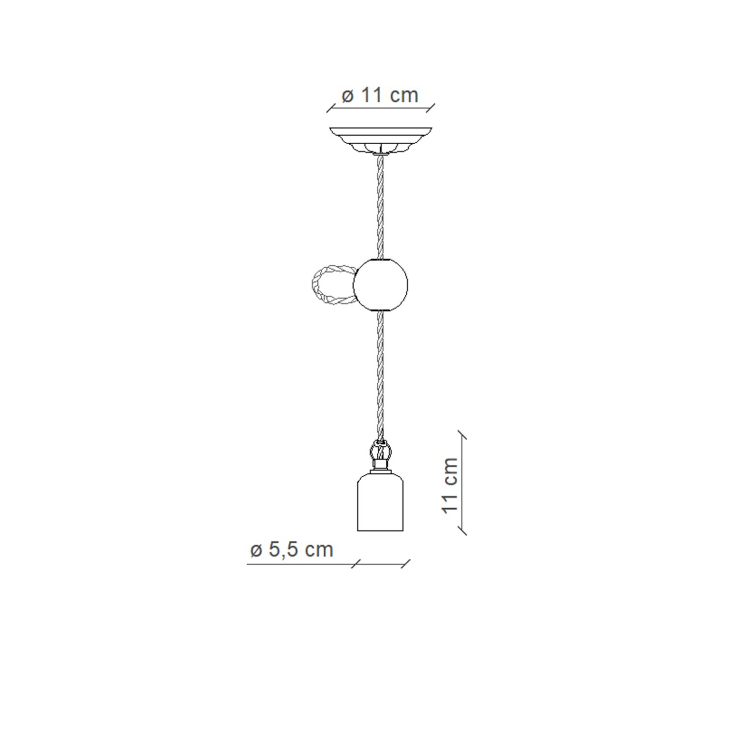 Lampadario Classico Monopoli Metallo E Ceramica Bianco Decorato 1 Luce E27 C660-BI-44-DEC-FFB