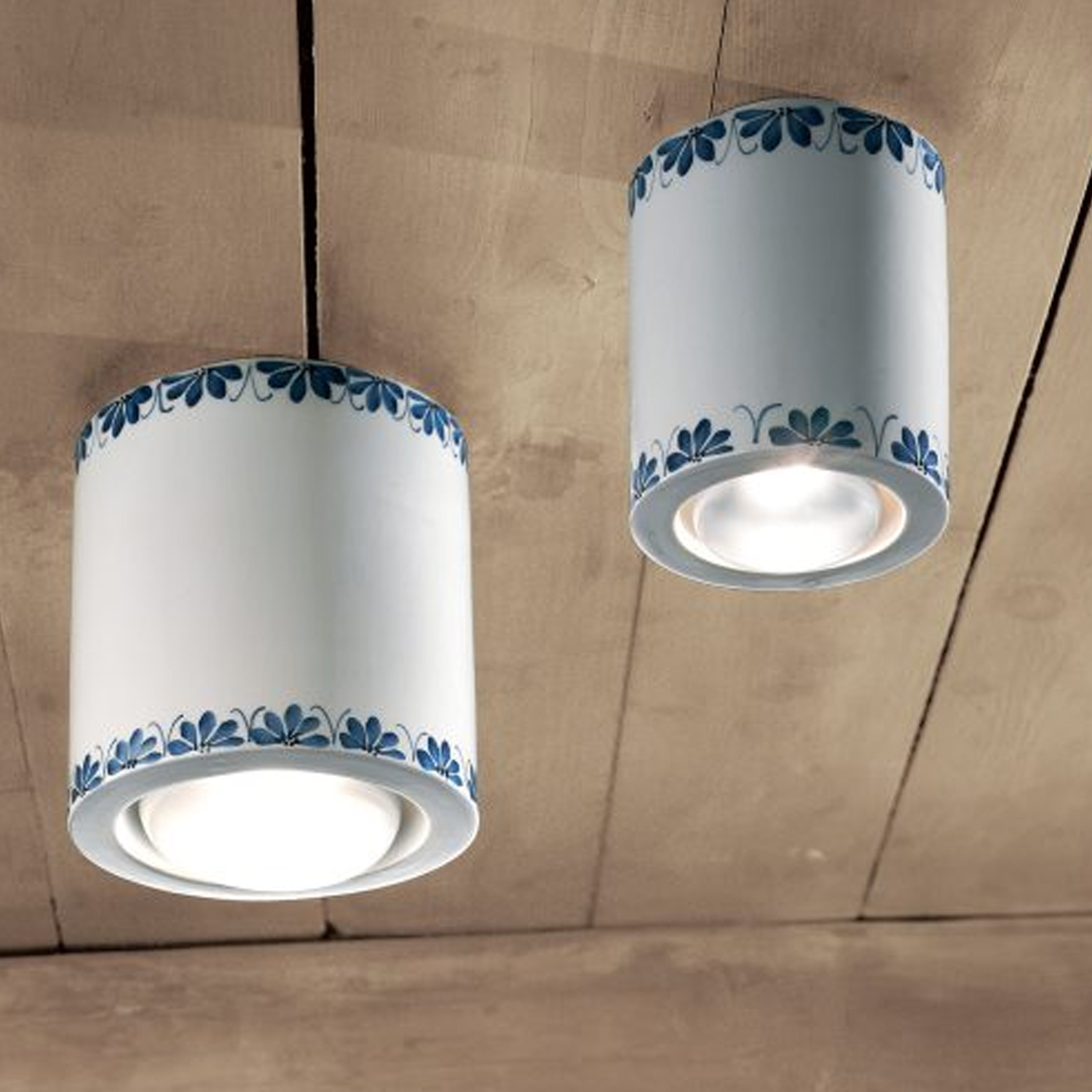 Plafoniera Classica Trieste Bianco Decorato Filo Marrone 1 Luce E27 C986-28-DEC-WOB