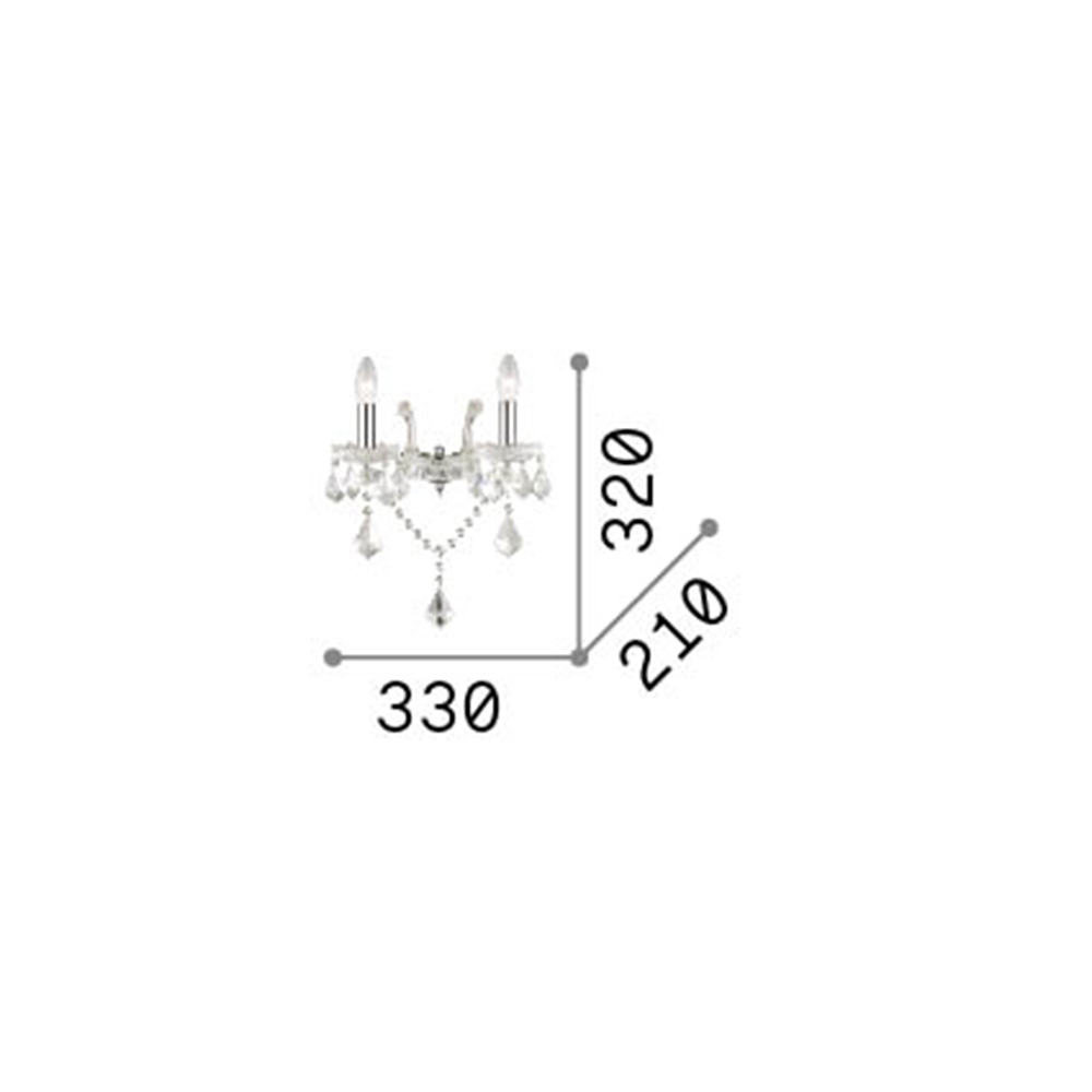 Applique Classica Florian Metallo-Cristallo Cromo 2 Luci E14 035642