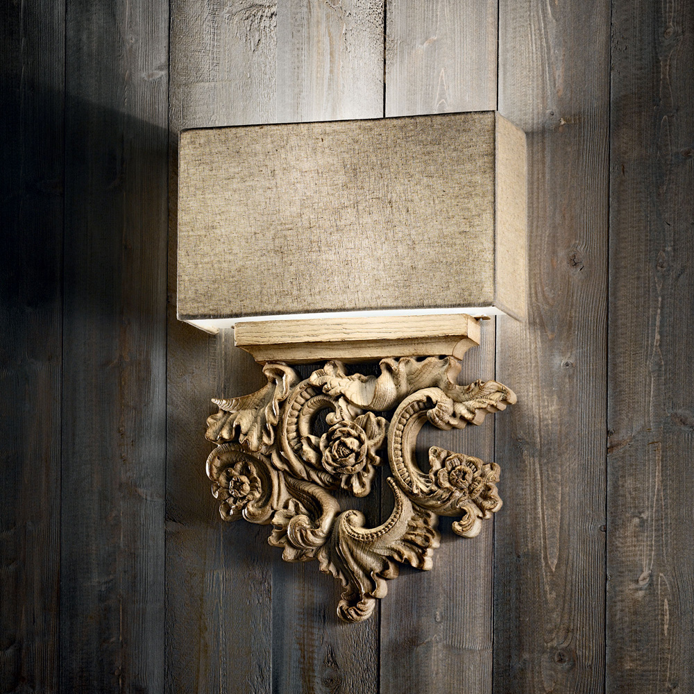 Applique Classica Peter Materie Plastiche Canvas Beige 2 Luci E14 075211