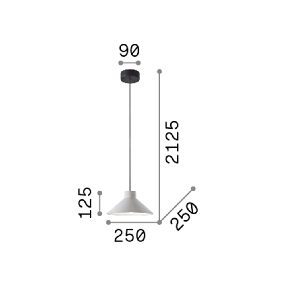 Sospensione Industrial-Minimal Oil-6 Metallo Cemento Grigio 1 Luce E27 129099