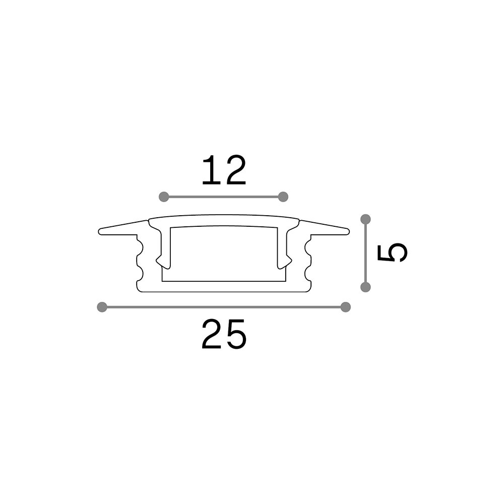 Profilo Slot Metallo Bianco Trim D25X5 300Cm 204611